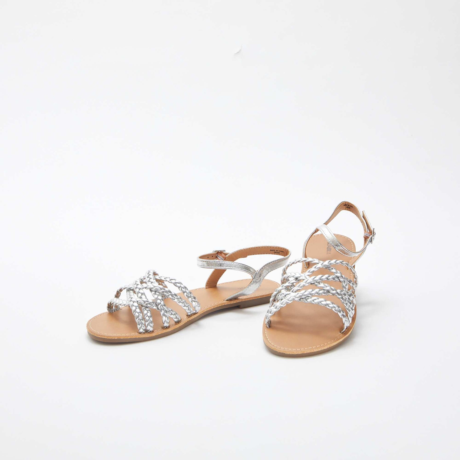 Sandales en simili avec brides tressées GRIS
