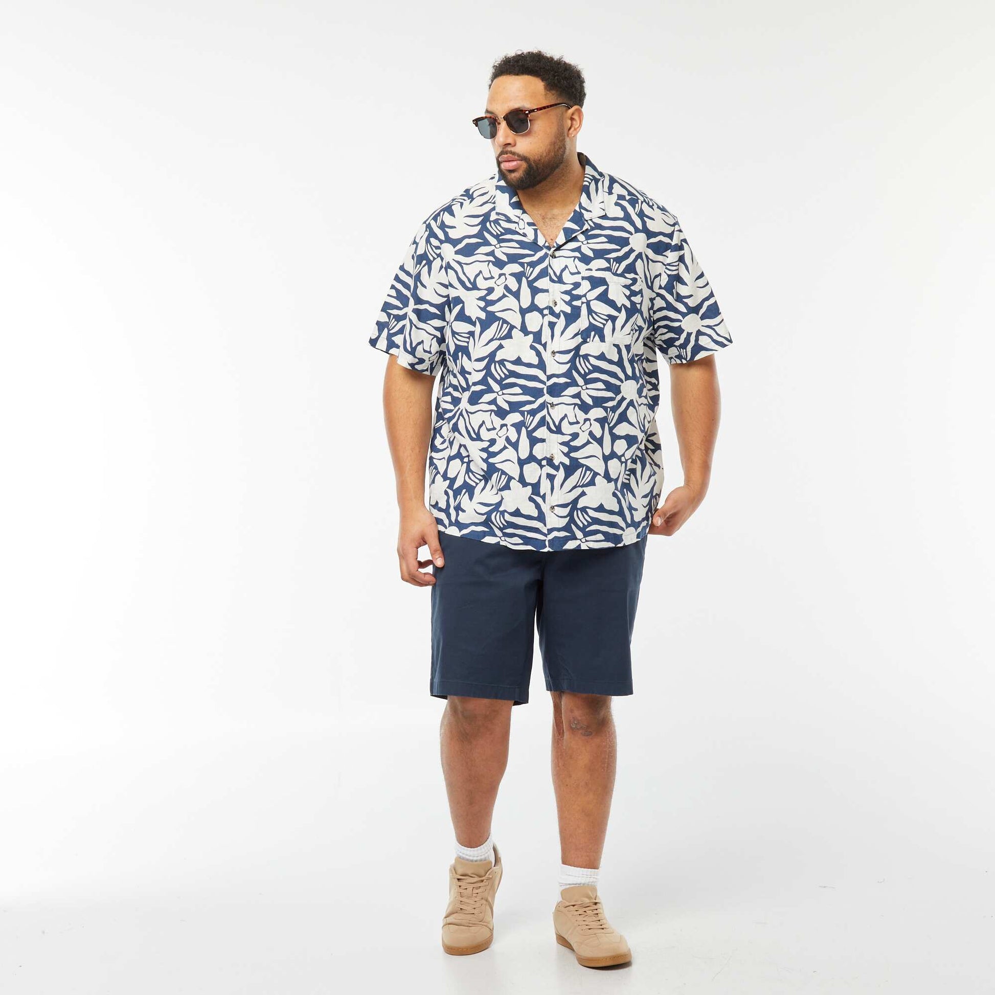 Chemise manches courtes à motif BLEU