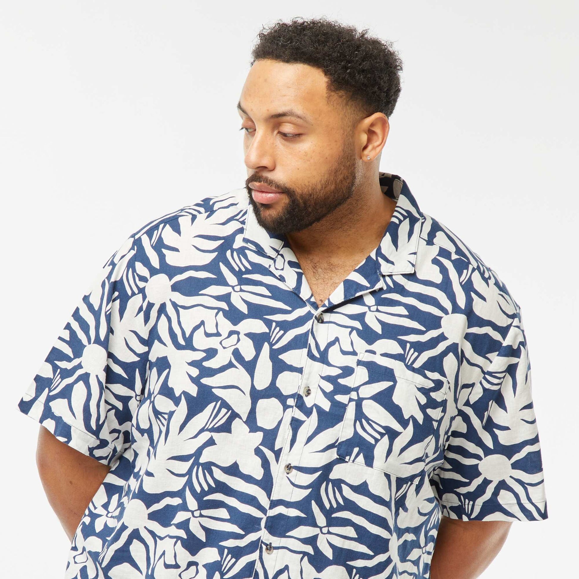 Chemise manches courtes à motif BLEU