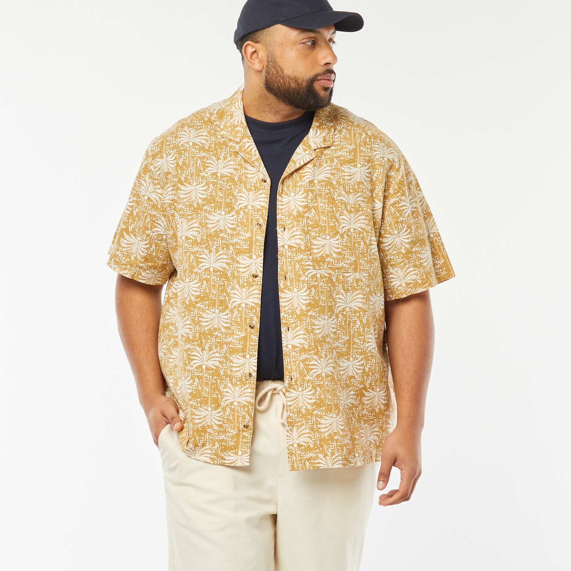 Chemise manches courtes à motif JAUNE