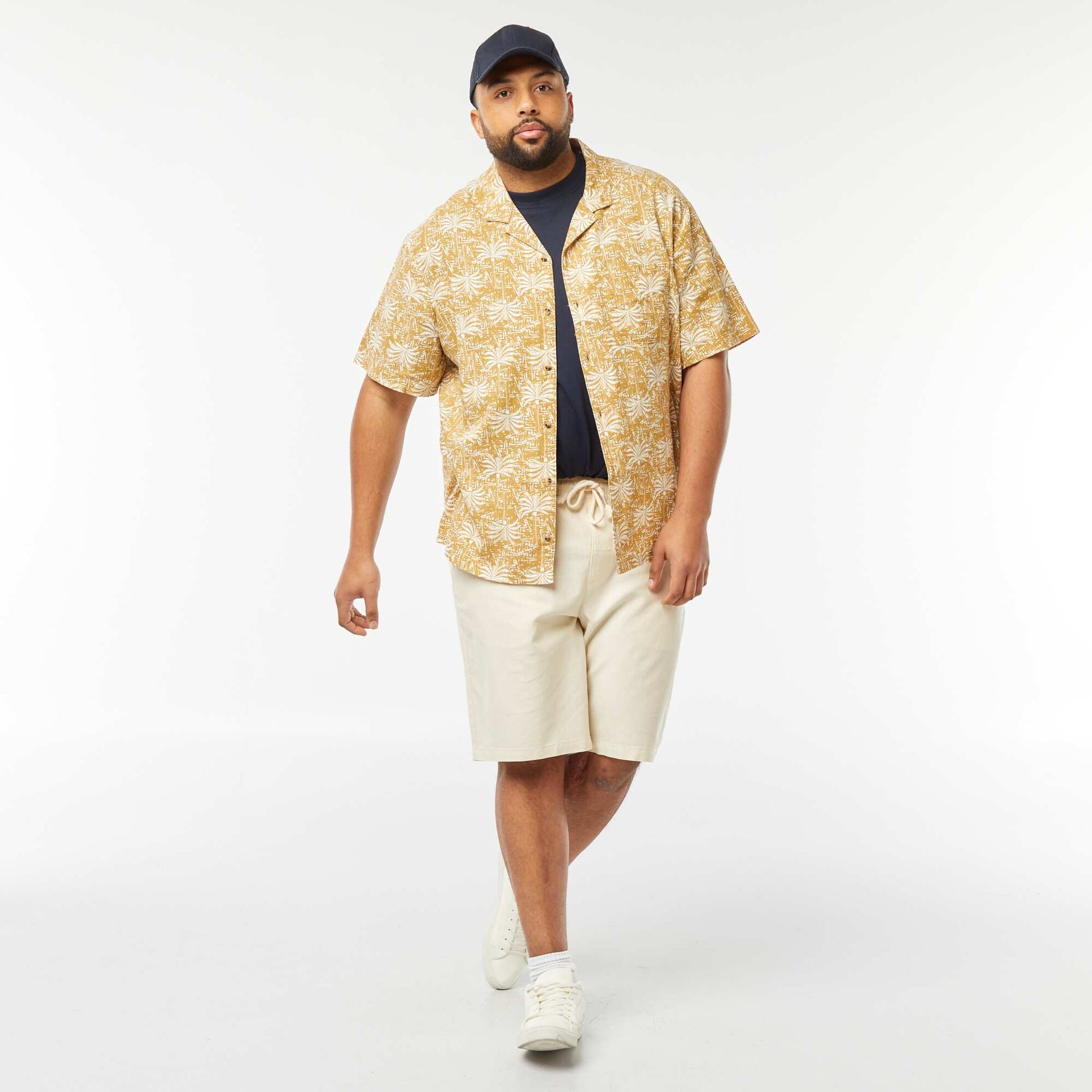 Chemise manches courtes à motif JAUNE