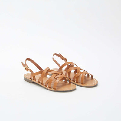 Sandales unies multi-brides MARRON