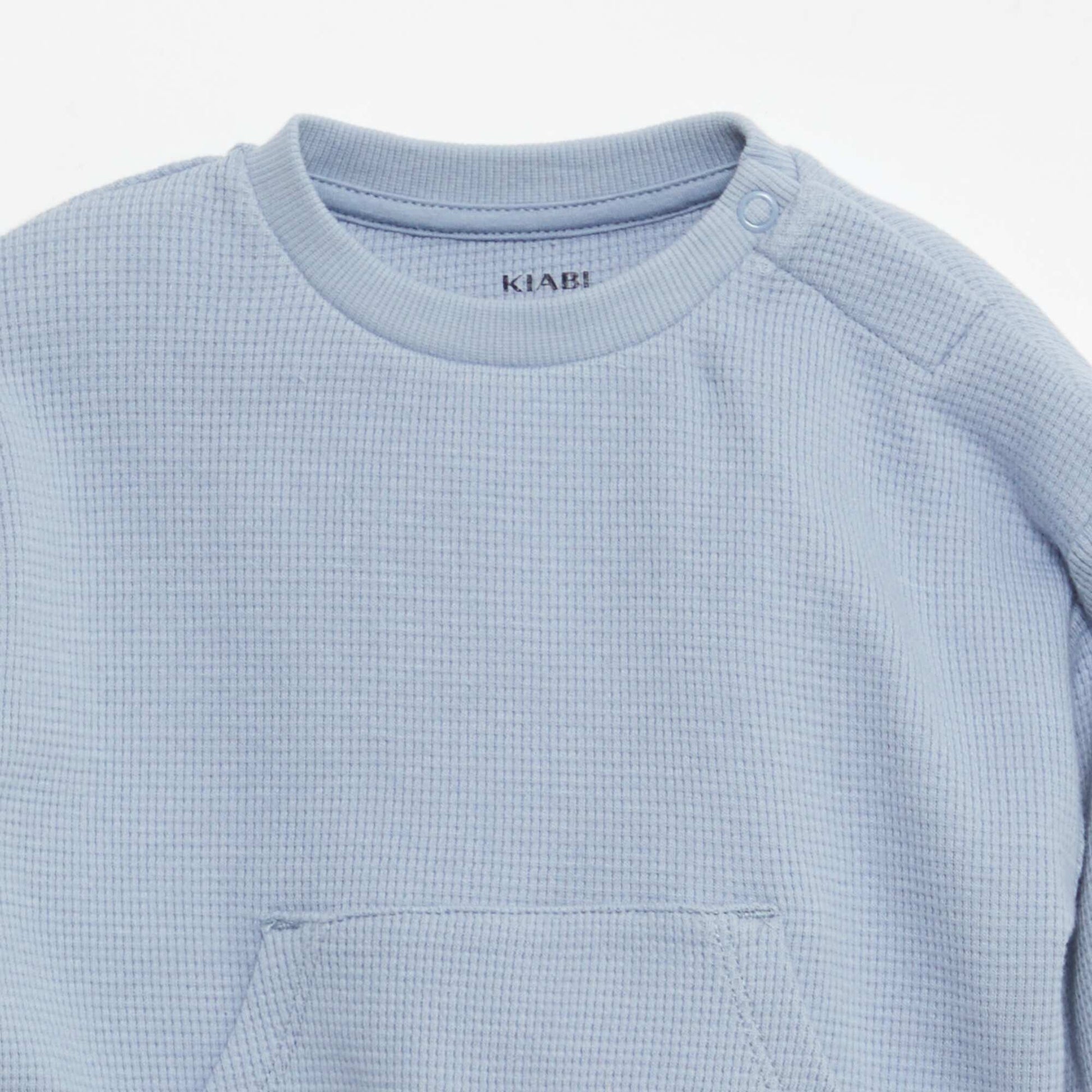 Ensemble sweat + pantalon en matière nid d'abeilles - 2 pièces BLEU