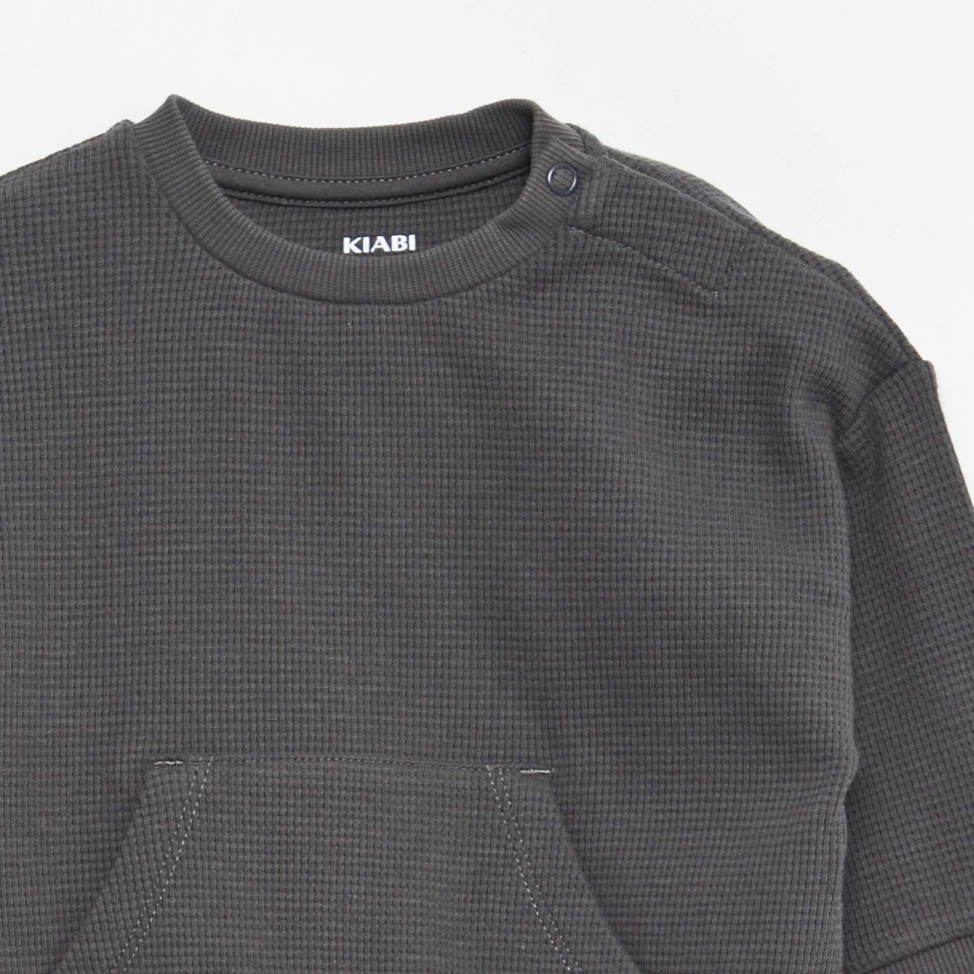 Ensemble sweat + pantalon en matière nid d'abeilles - 2 pièces GRIS