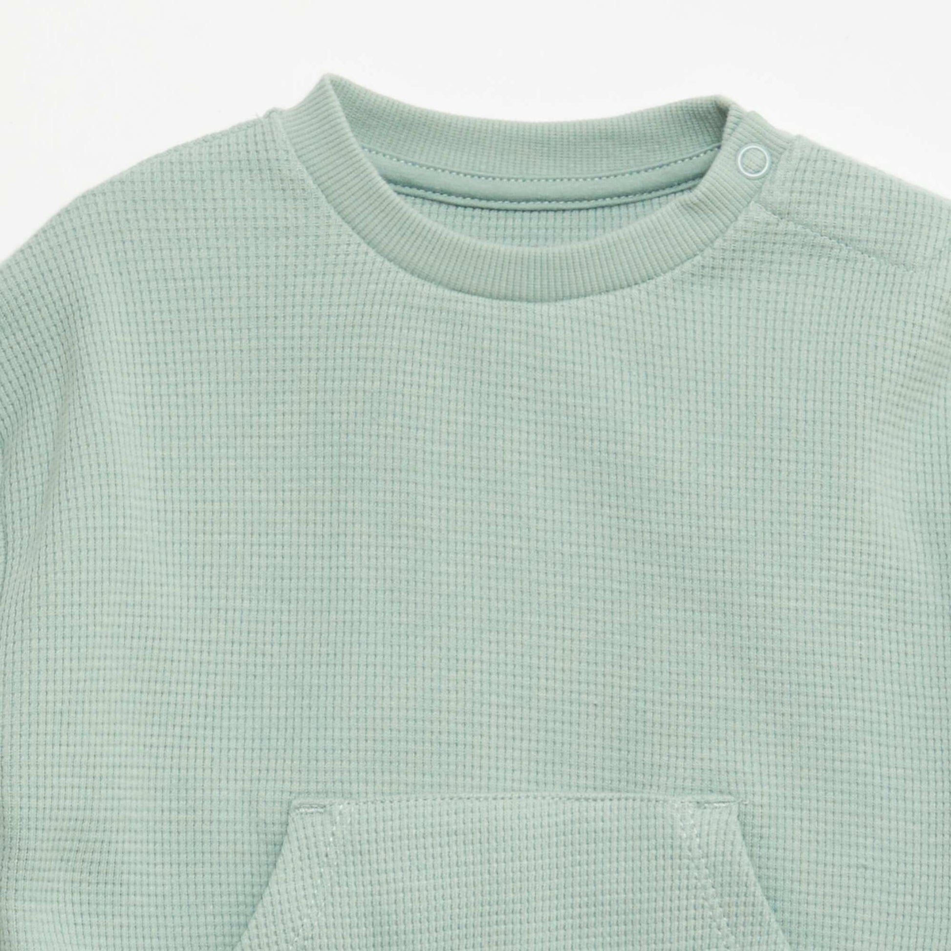 Ensemble sweat + pantalon en matière nid d'abeilles - 2 pièces VERT