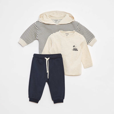 Ensemble Sweat + t-shirt + jogging - 3 pièces BLANC