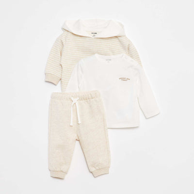 Ensemble Sweat + t-shirt + jogging - 3 pièces BEIGE