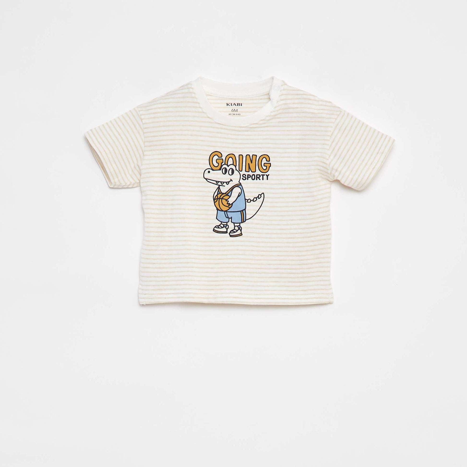 T-shirt rayé à manches courtes BLANC