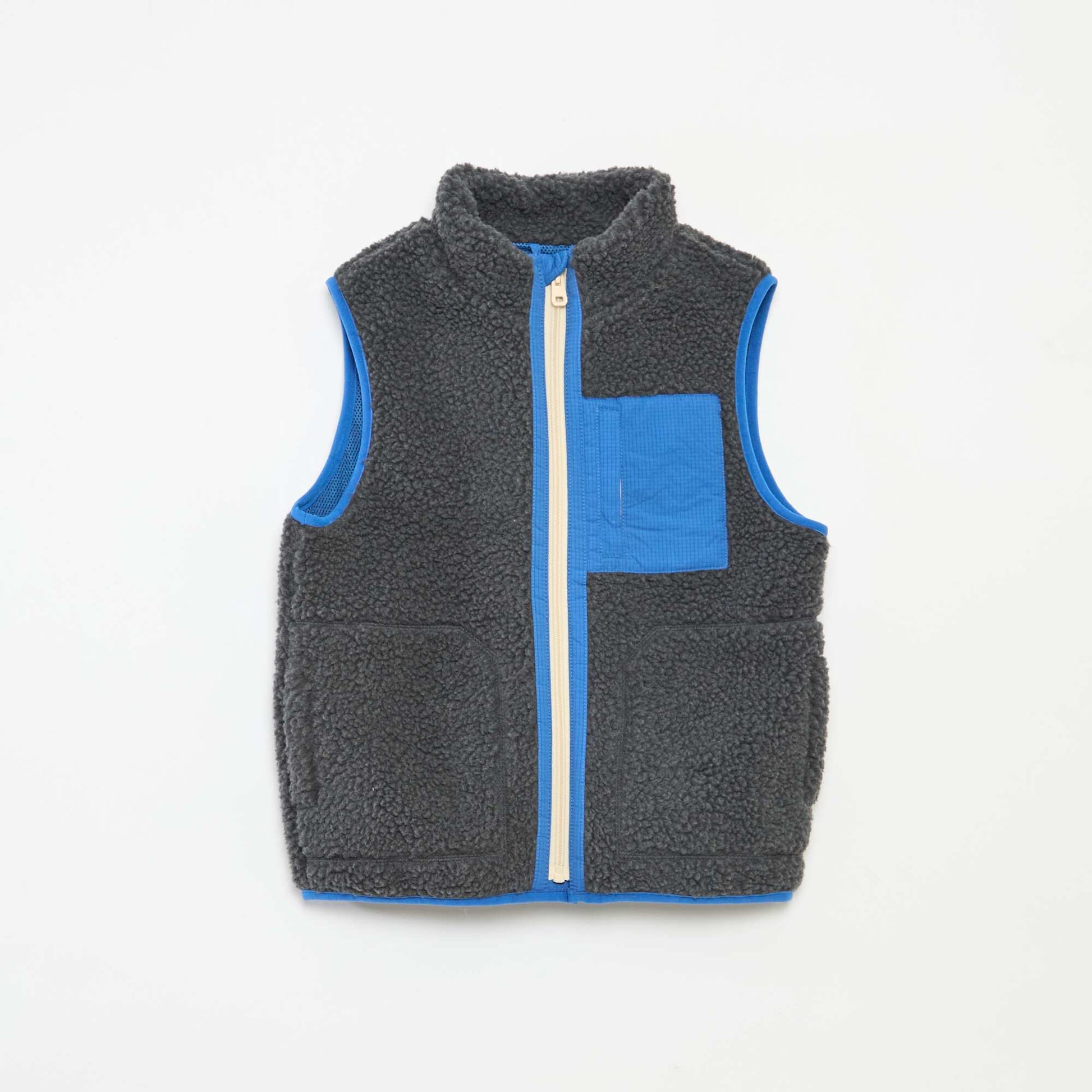 Gilet sans manches avec effet moutonné GRIS