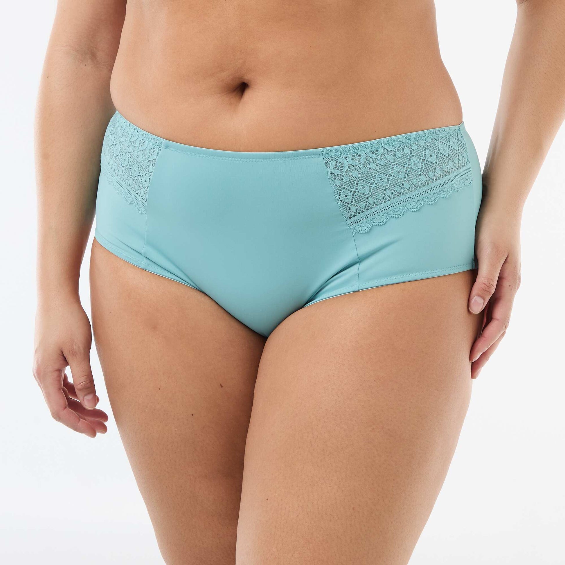 Culotte satinée avec dentelle BLEU