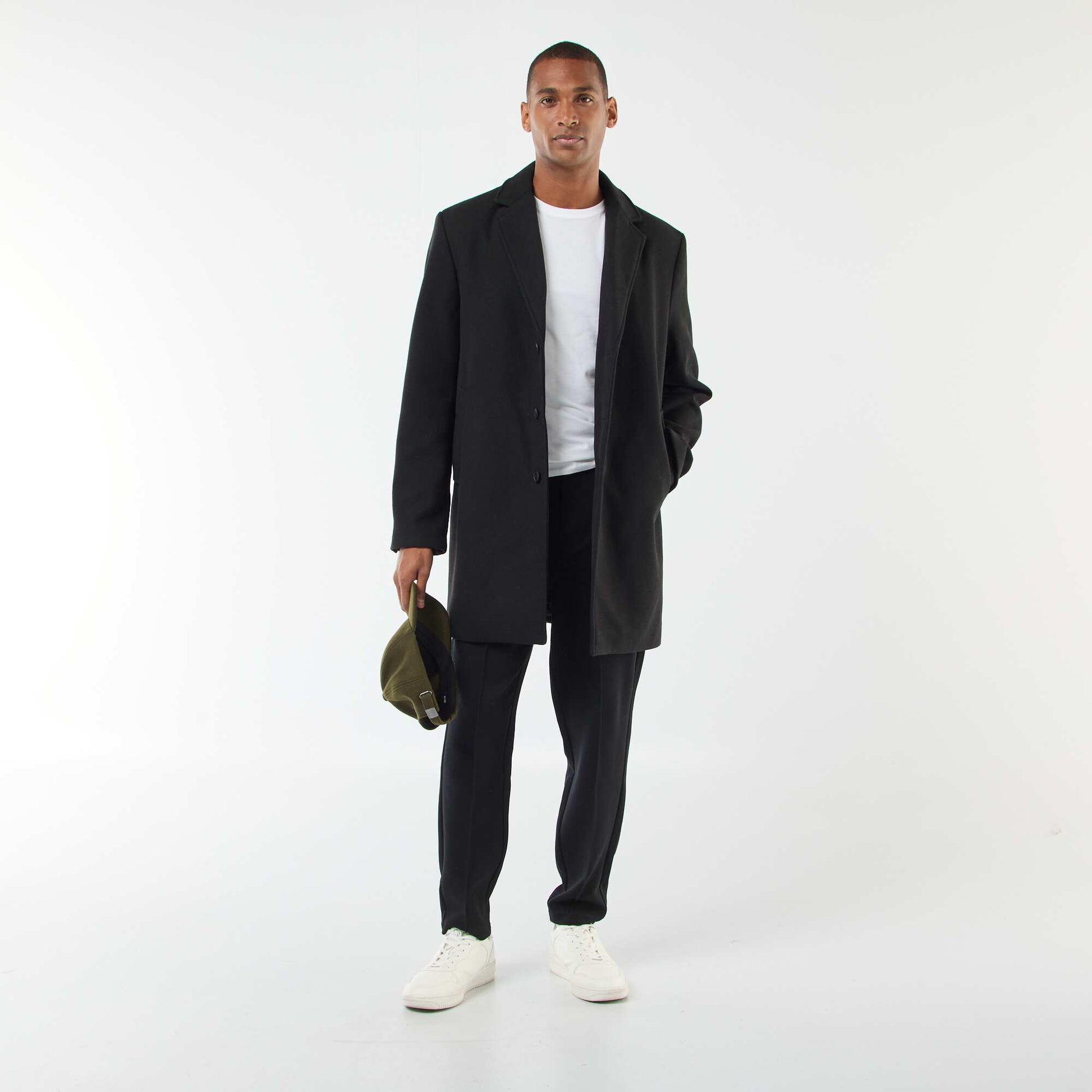 Manteau long uni NOIR
