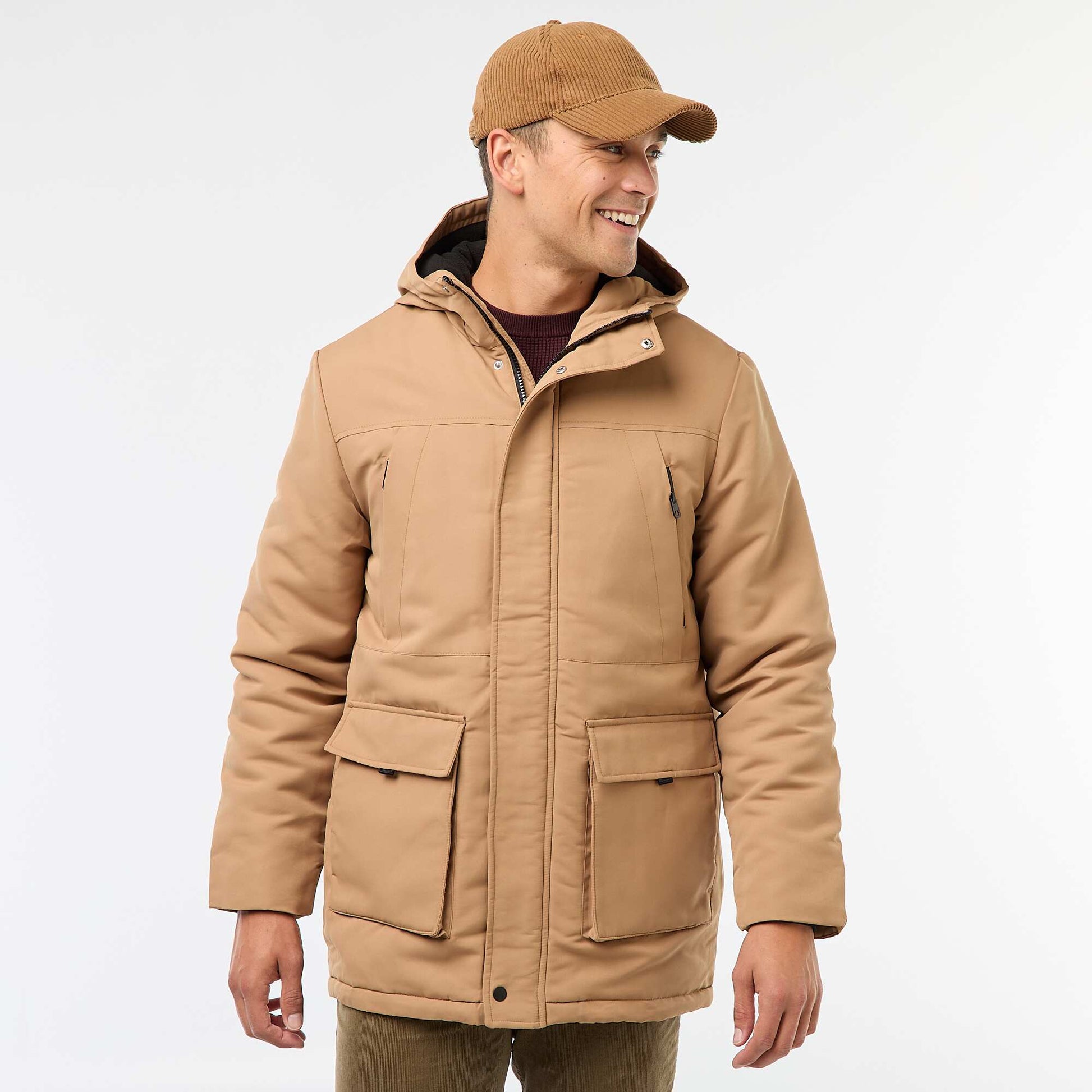 Parka à capuche mi-long BEIGE