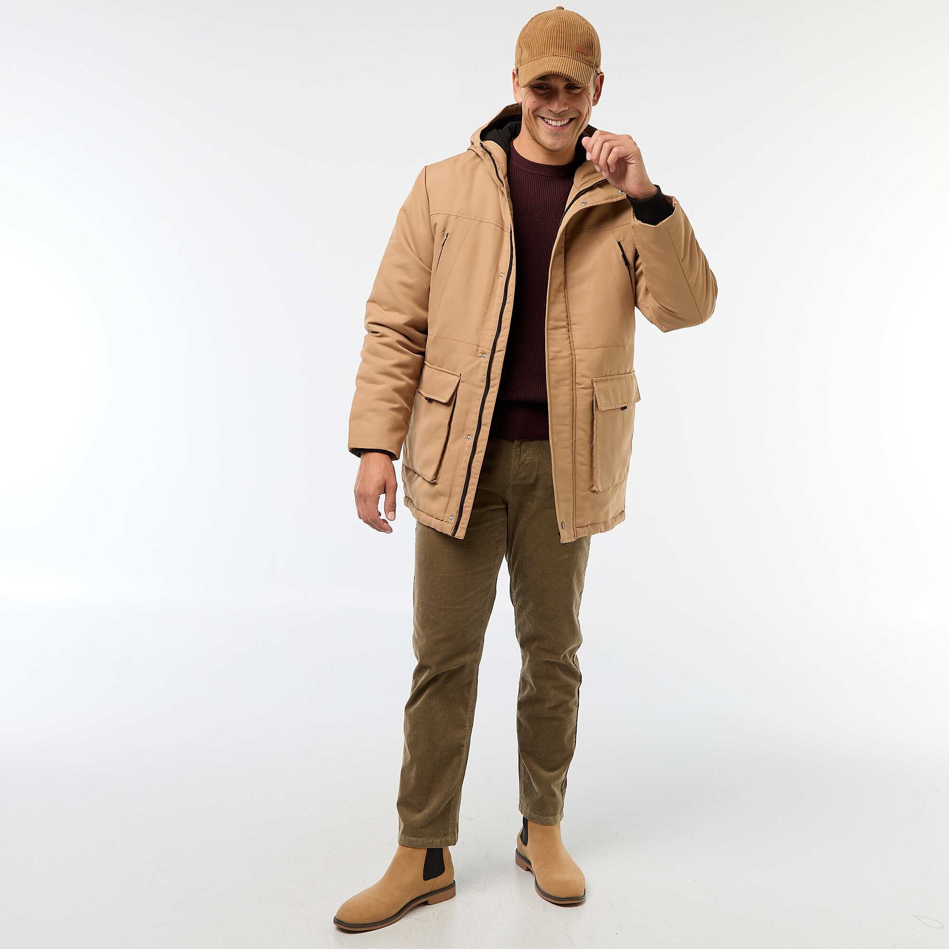 Parka à capuche mi-long BEIGE