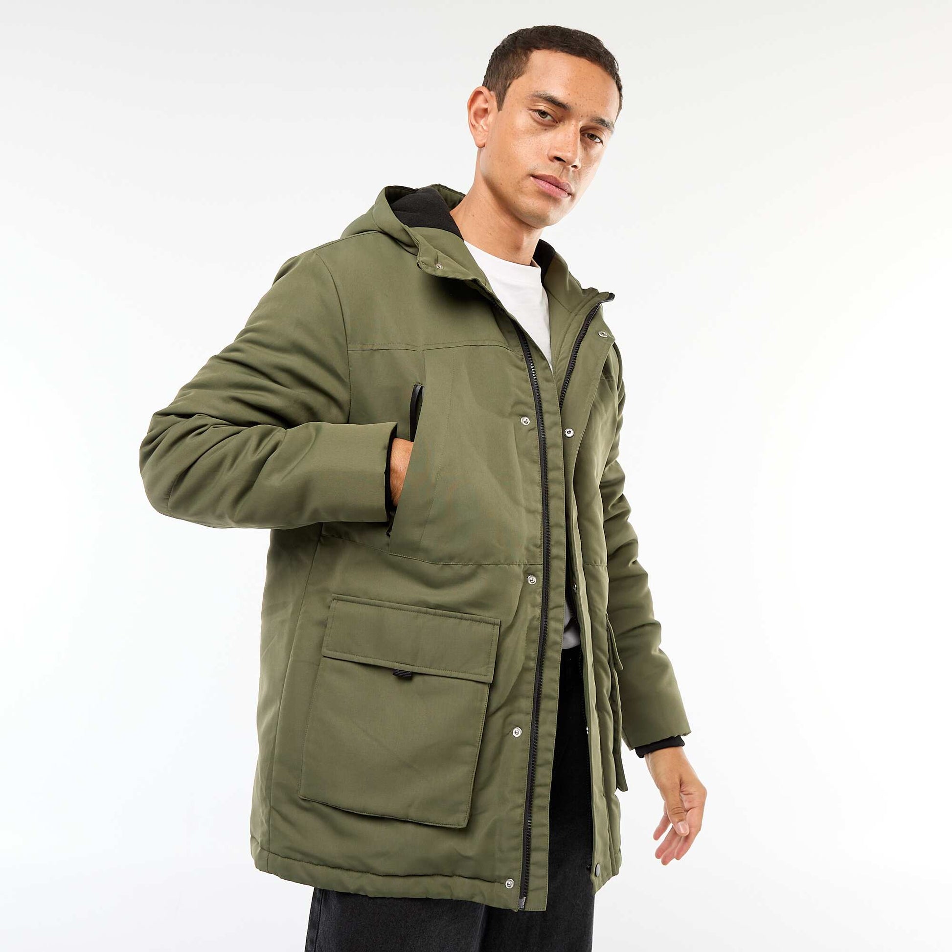 Parka à capuche mi-long VERT