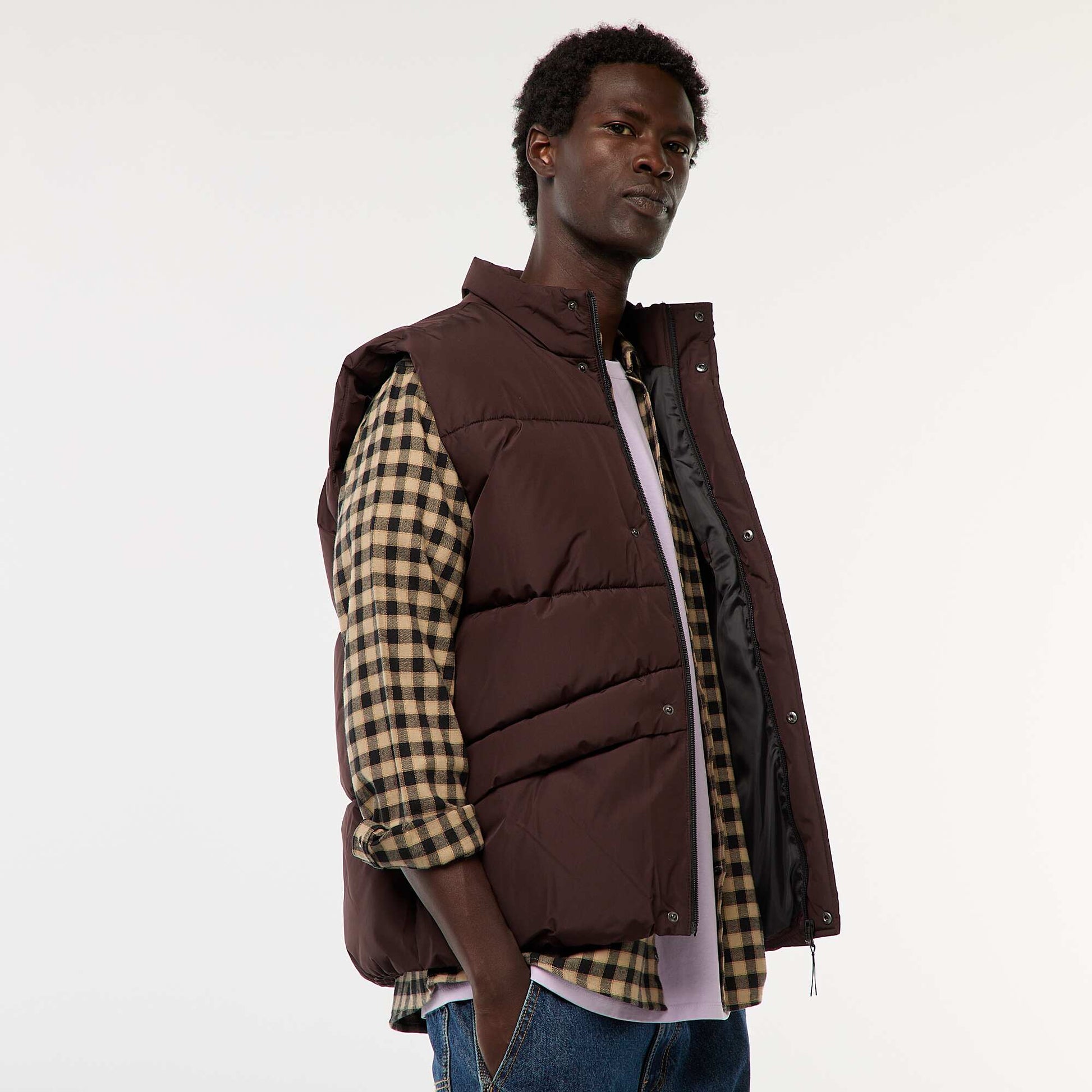 Doudoune sans manches chaude MARRON