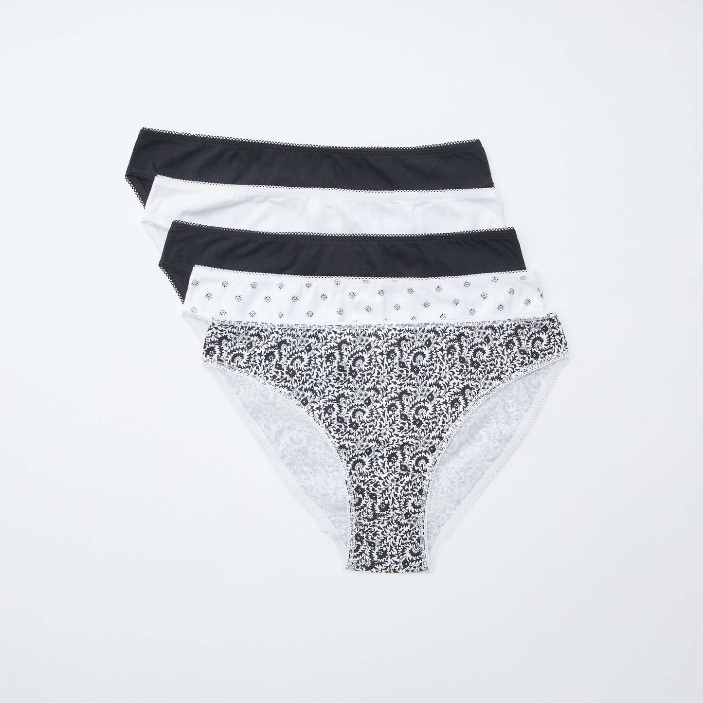 Lot de 5 culottes - unies et imprimées BLANC/NOIR