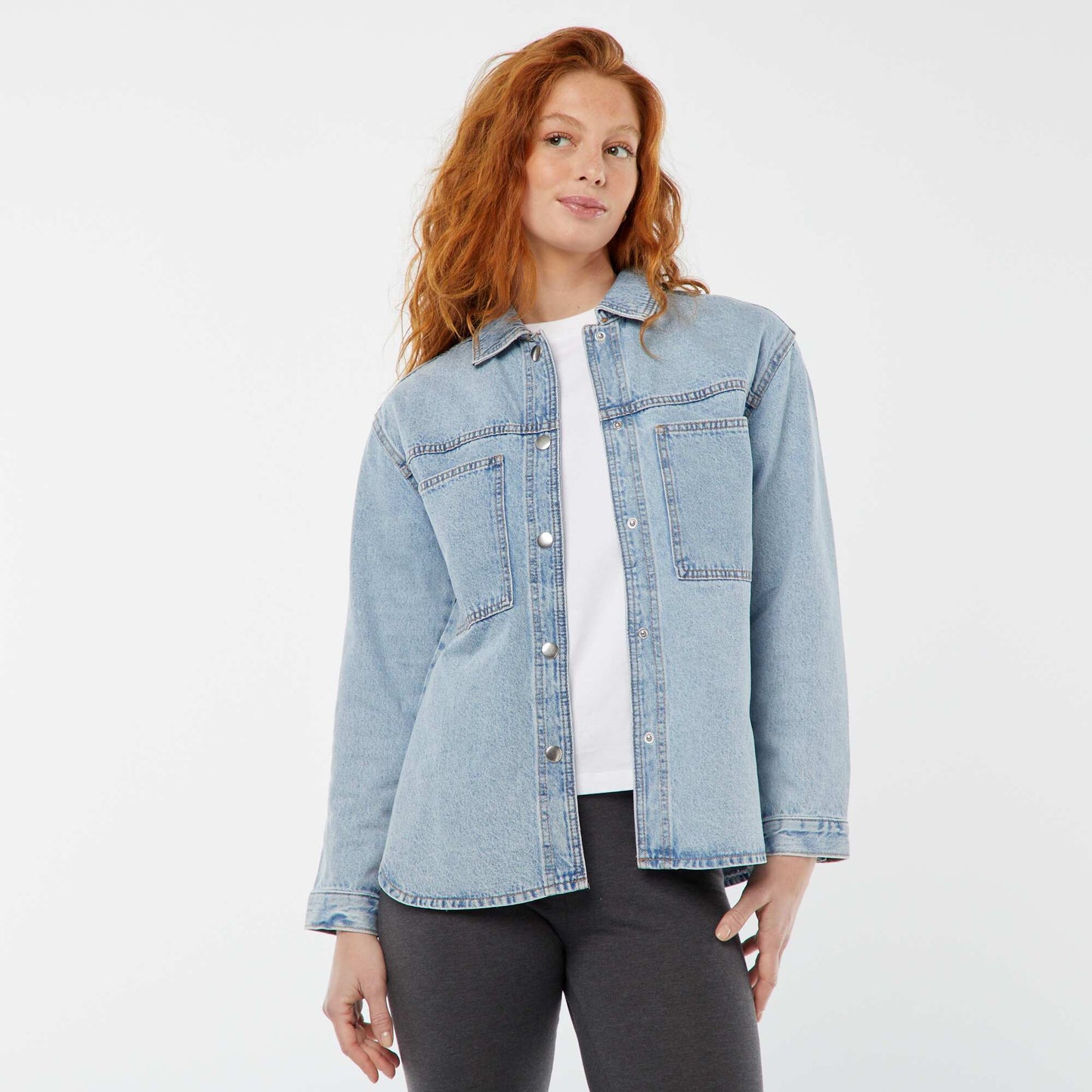 Surchemise en jean avec poches plaquées BLEU