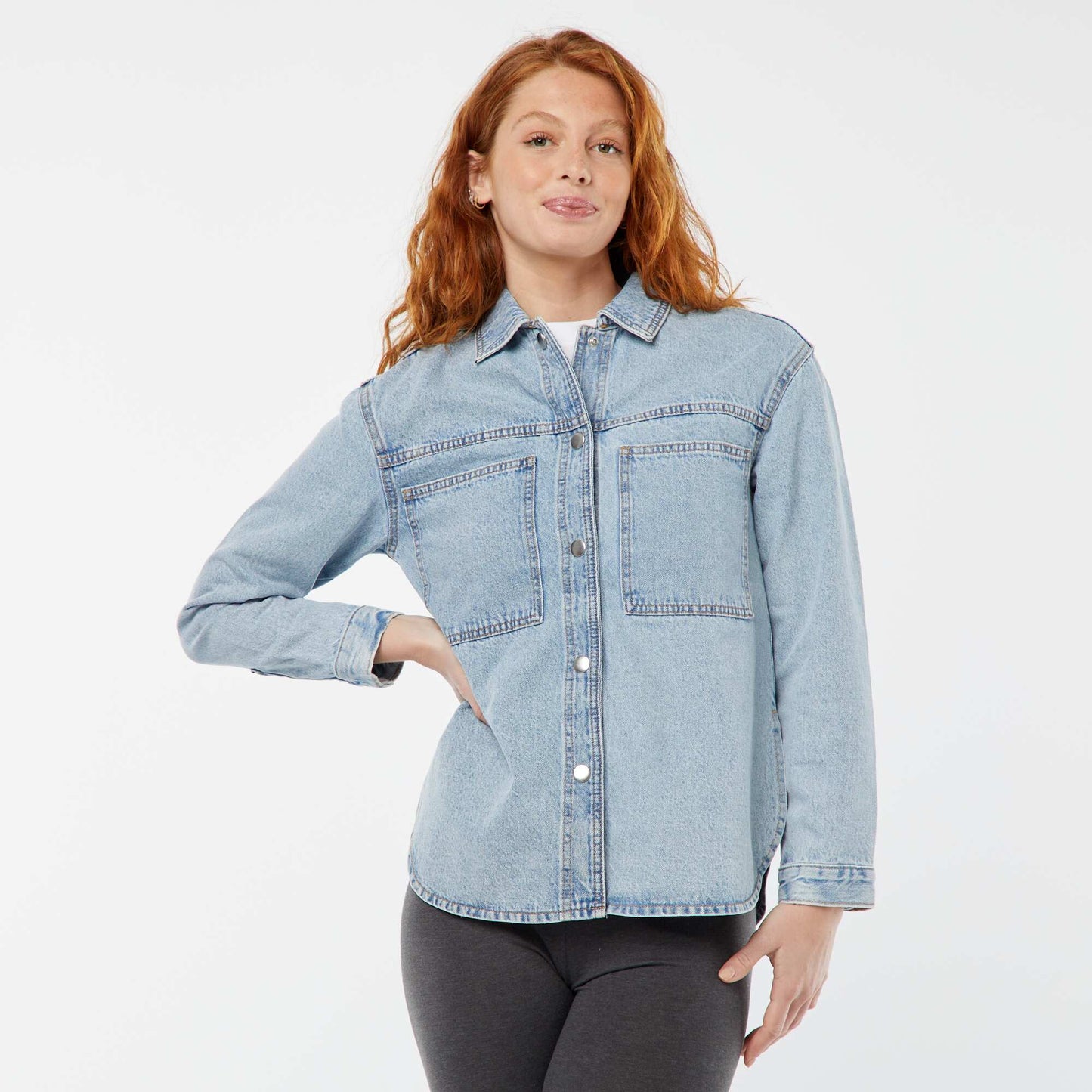 Surchemise en jean avec poches plaquées BLEU