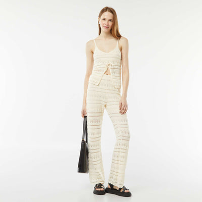 Pantalon large en crochet BEIGE