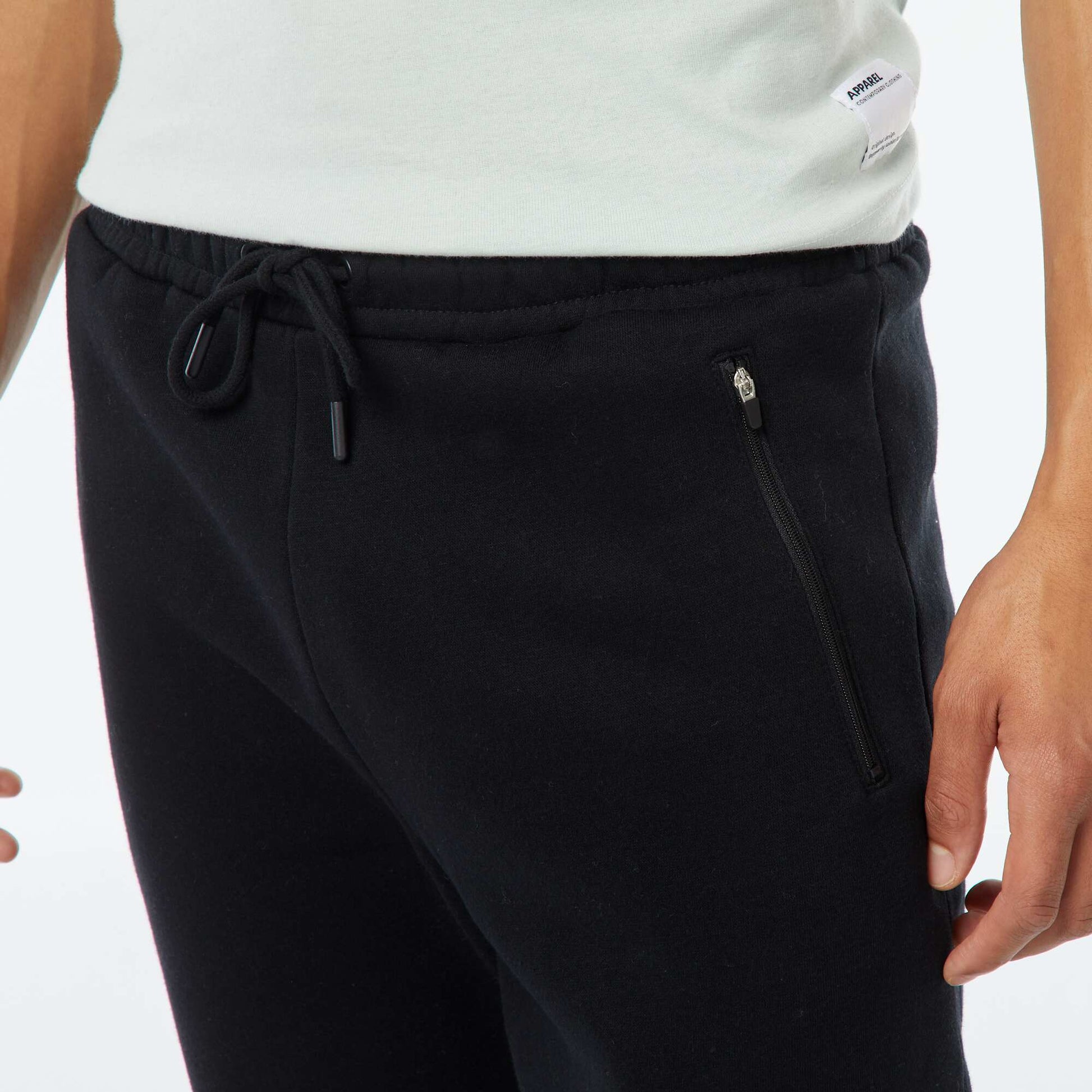 Jogging en molleton gratté avec 2 poches zippées NOIR