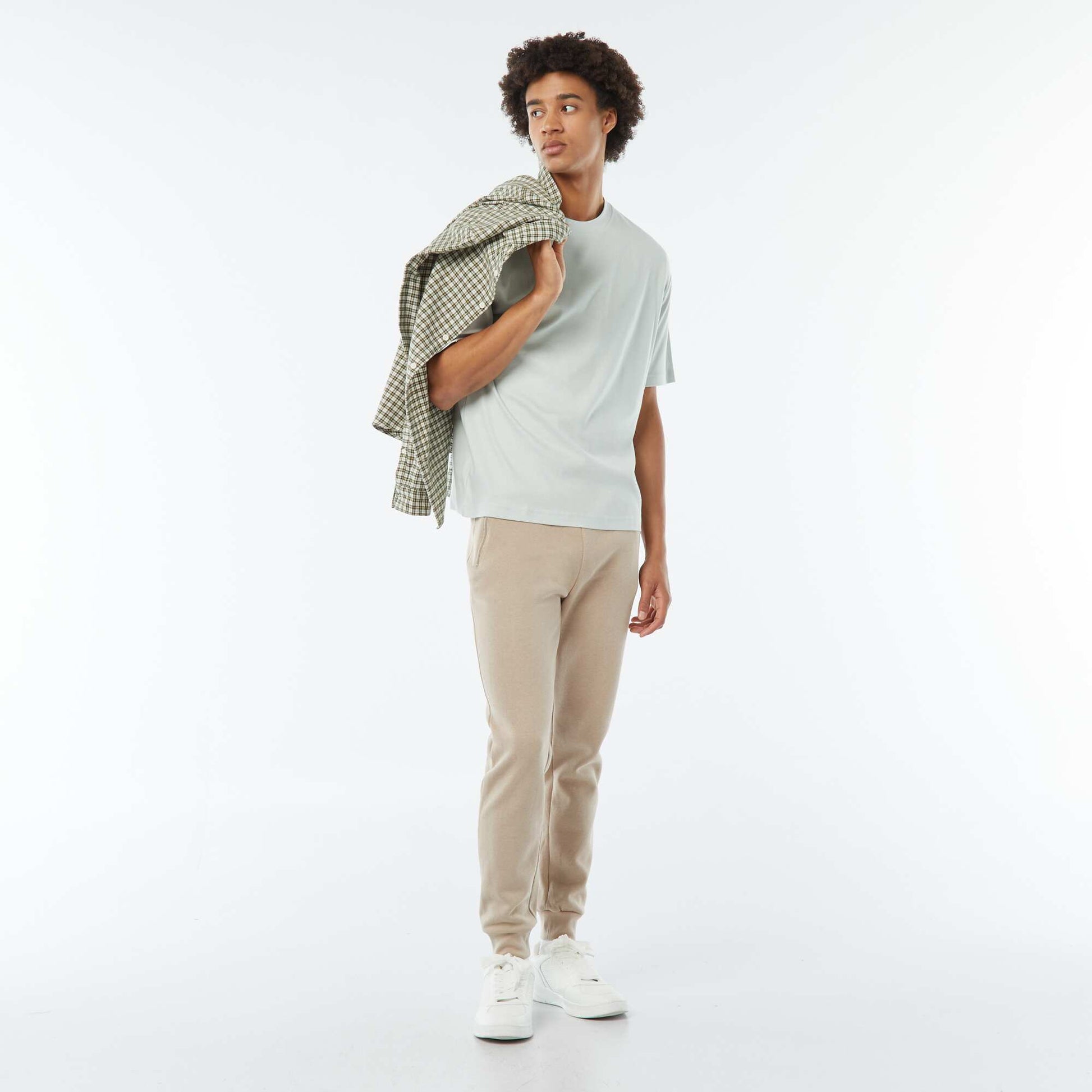 Jogging en molleton gratté avec 2 poches zippées BEIGE
