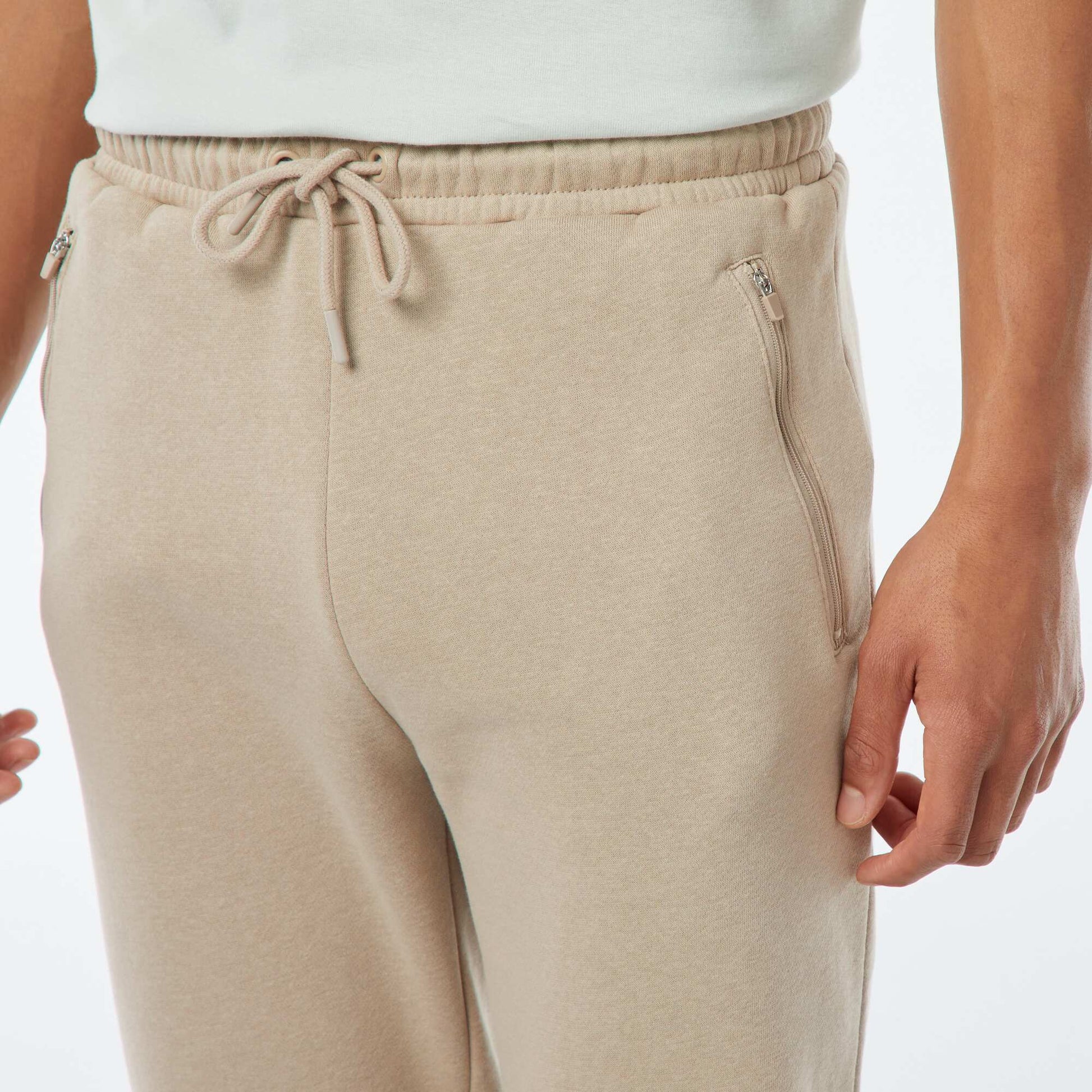 Jogging en molleton gratté avec 2 poches zippées BEIGE