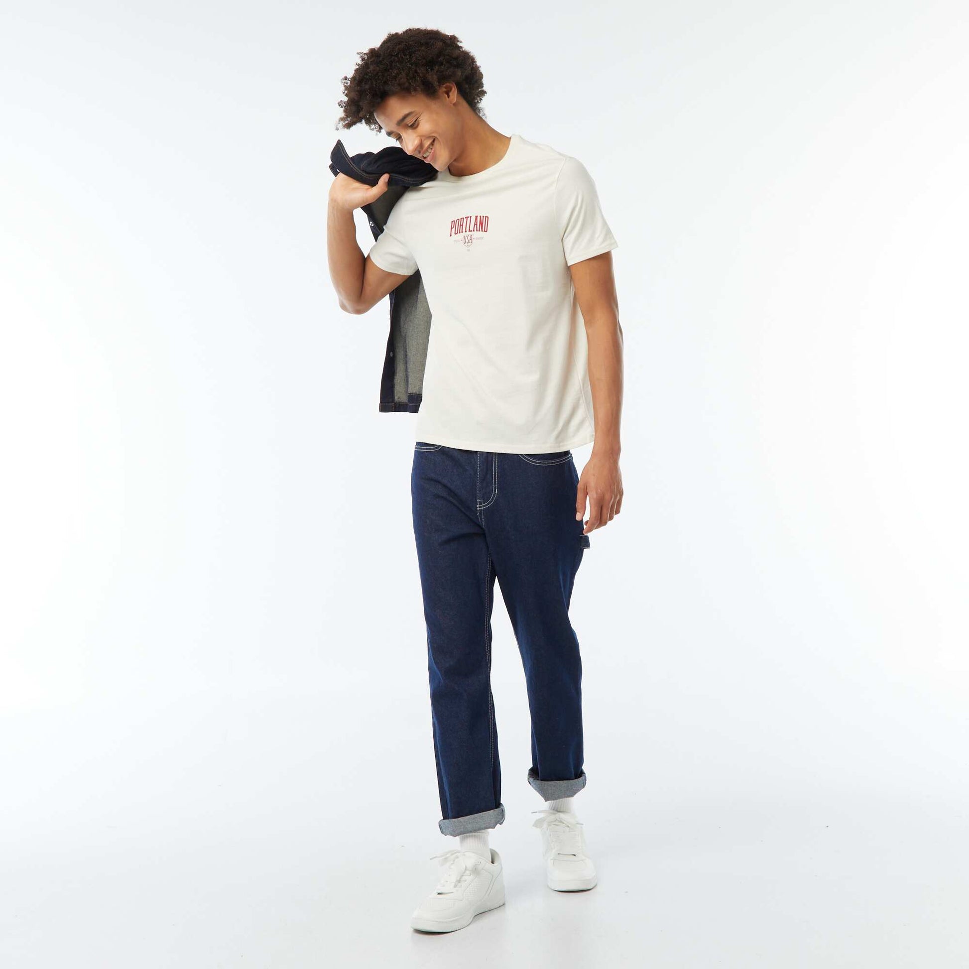 Tee-shirt imprimé à manches courtes BLANC