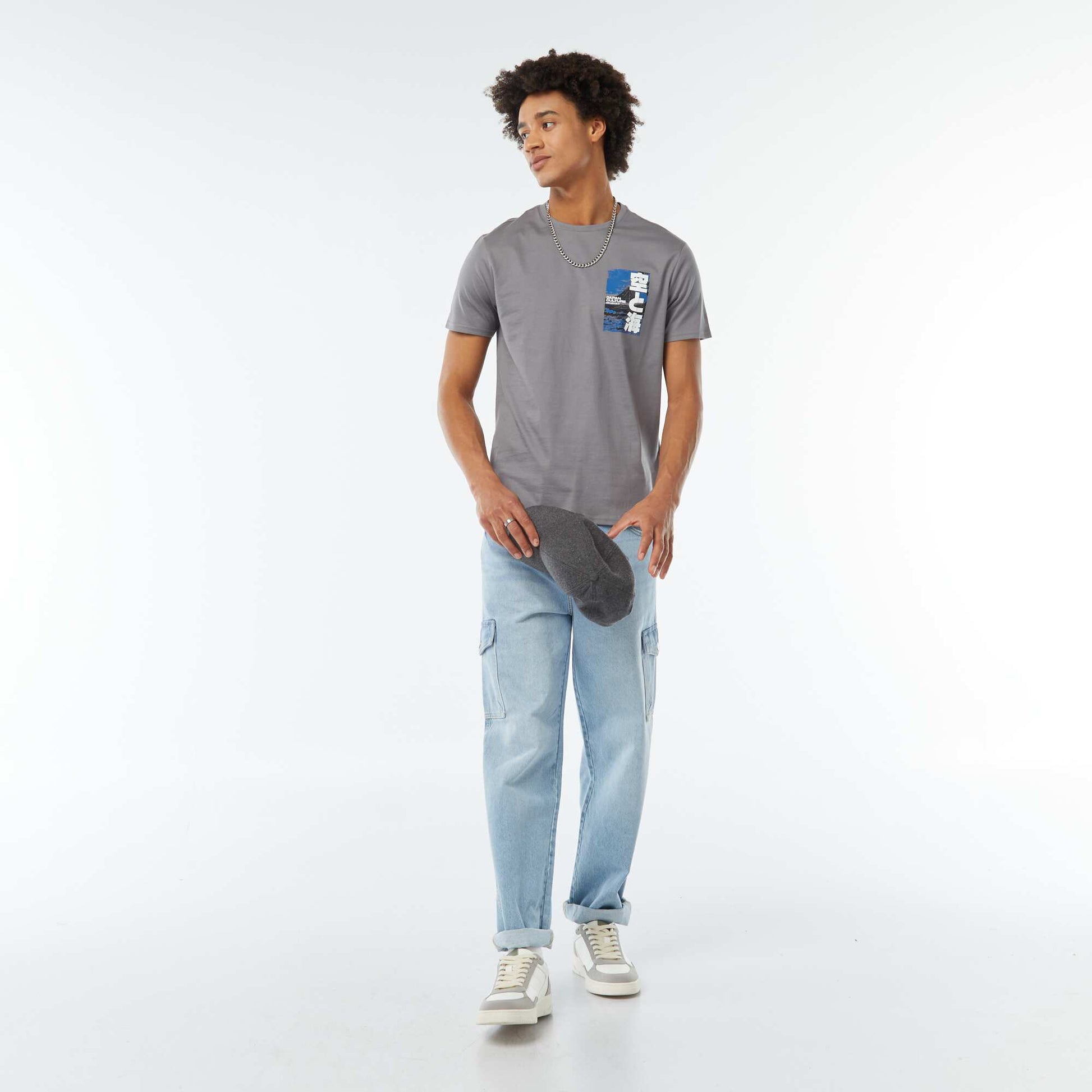 Tee-shirt imprimé à manches courtes GRIS