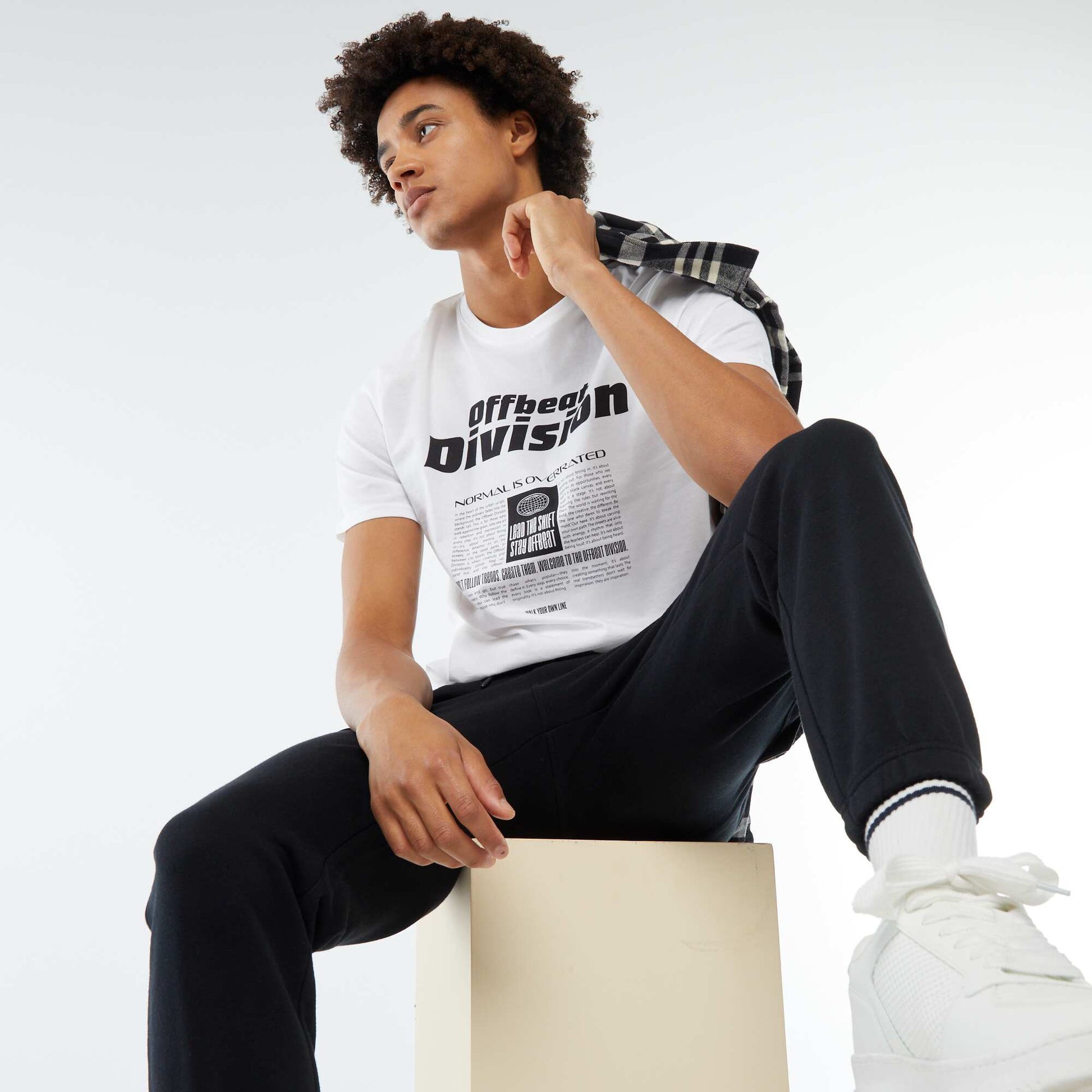 Tee-shirt imprimé à manches courtes BLANC
