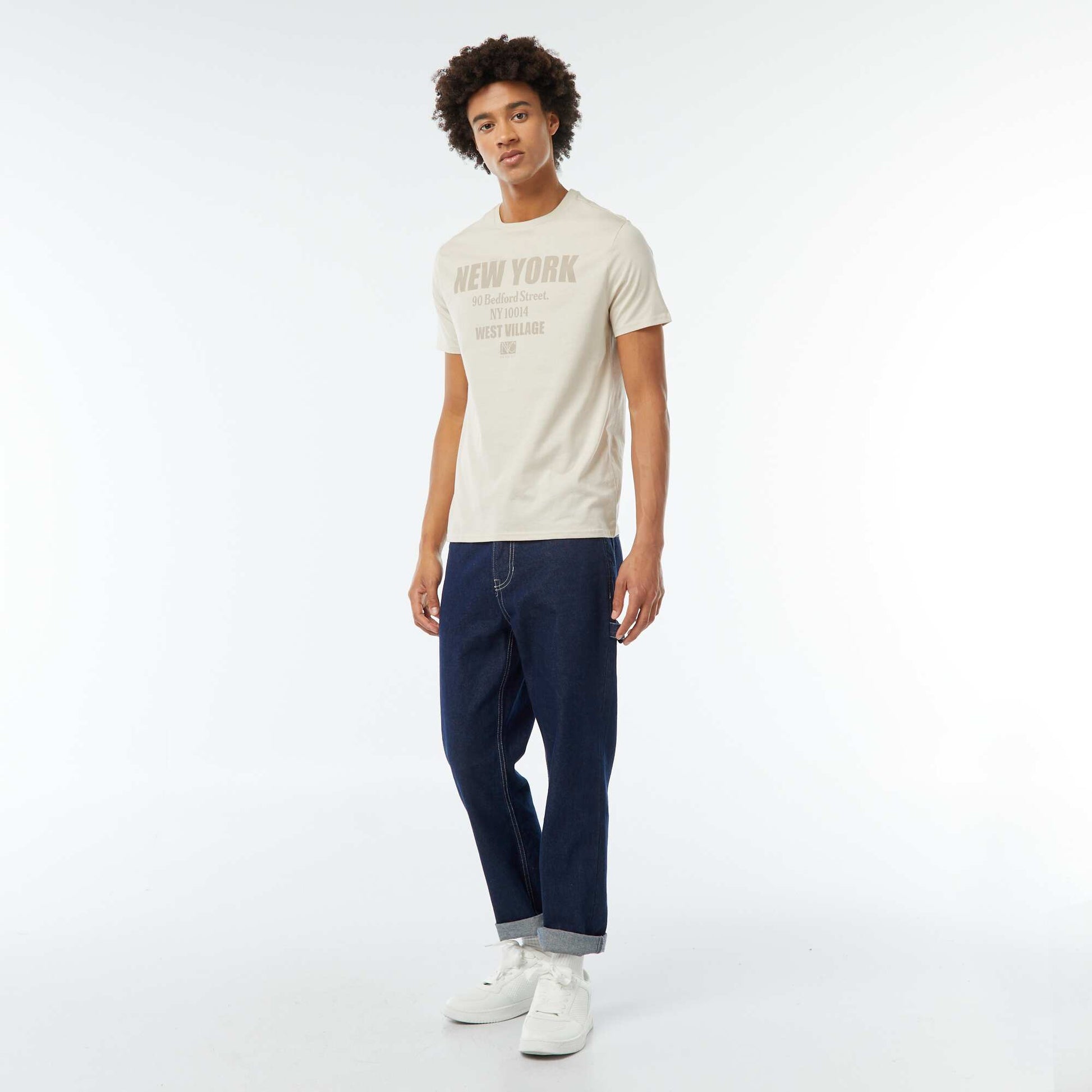 Tee-shirt imprimé à manches courtes BEIGE