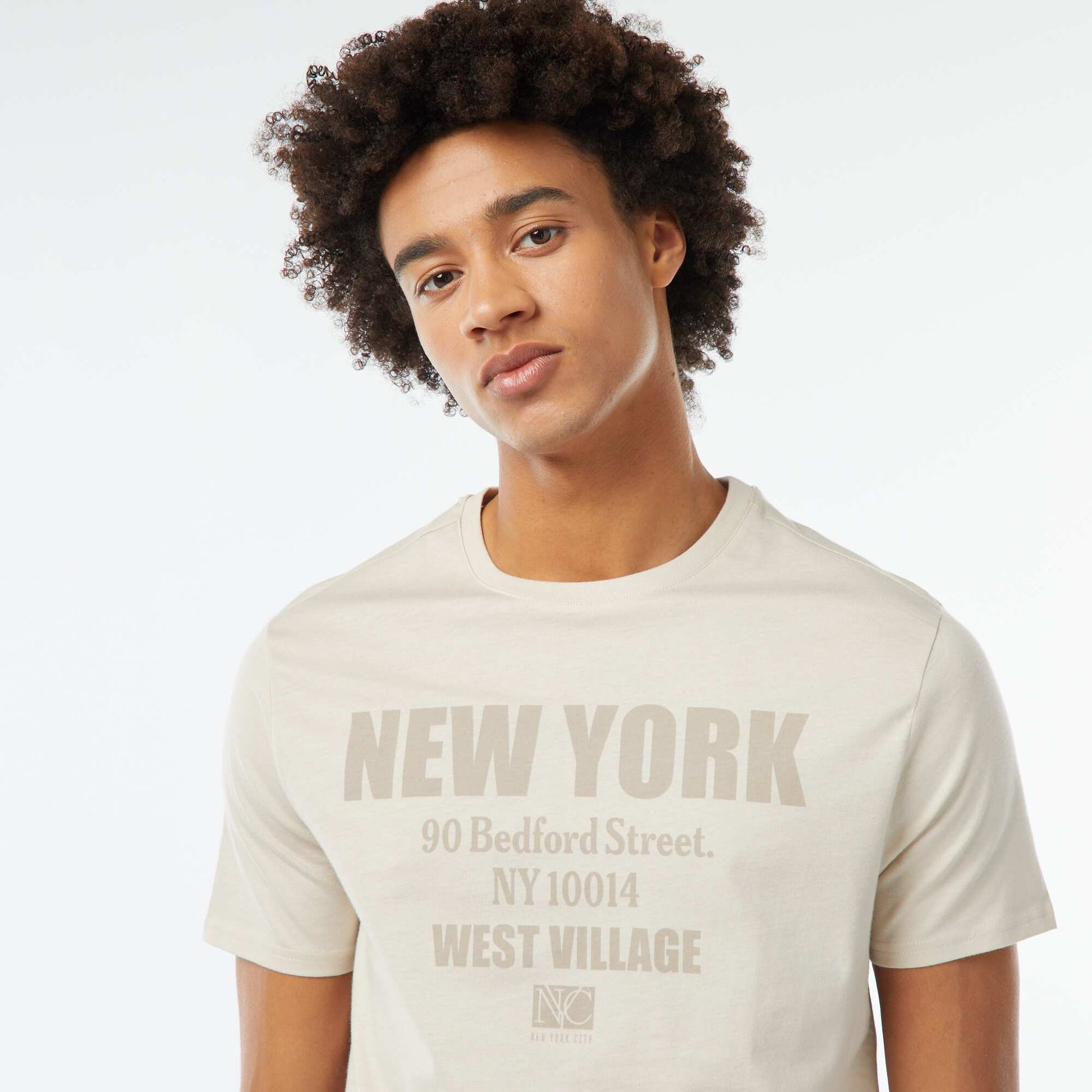 Tee-shirt imprimé à manches courtes BEIGE