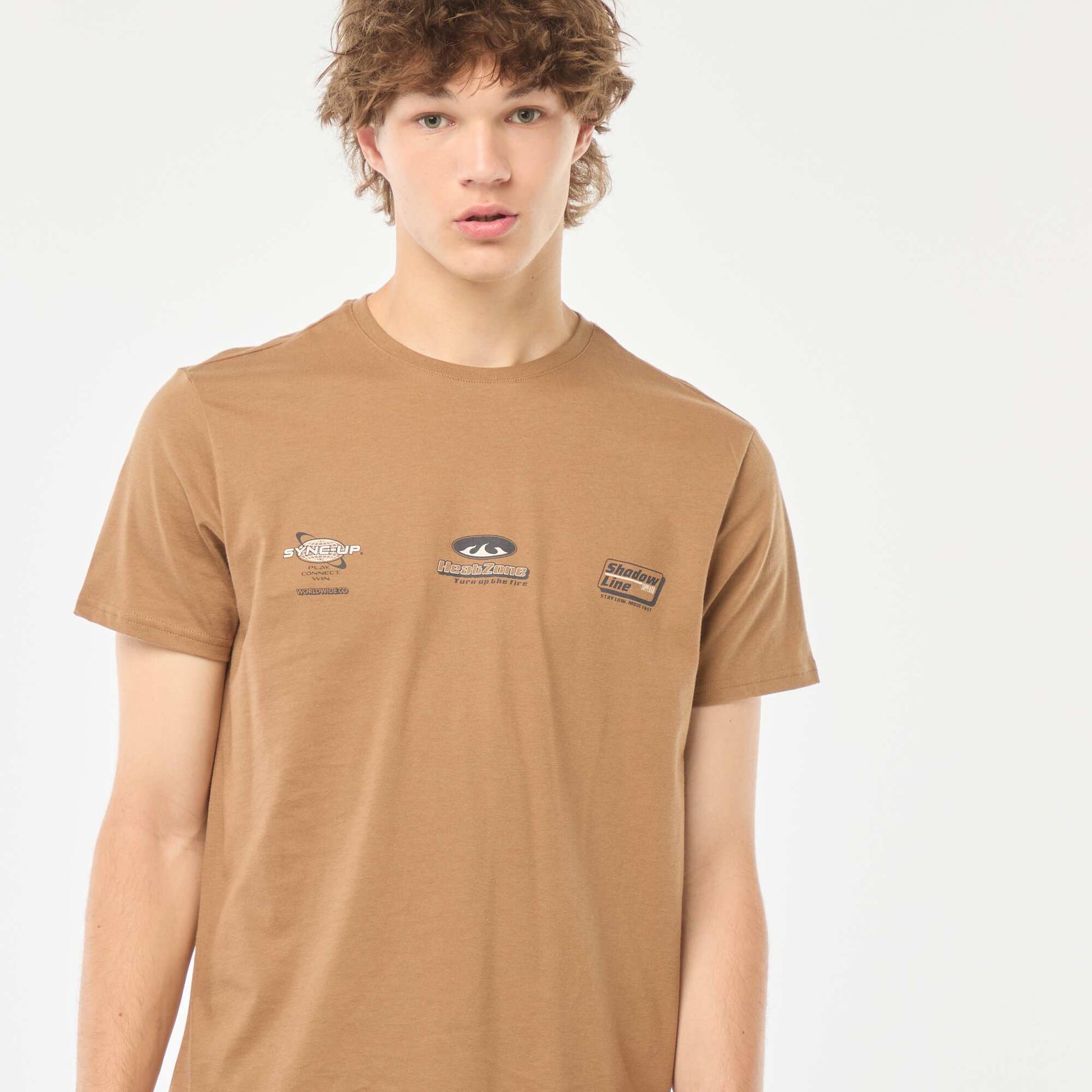 Tee-shirt imprimé à manches courtes MARRON