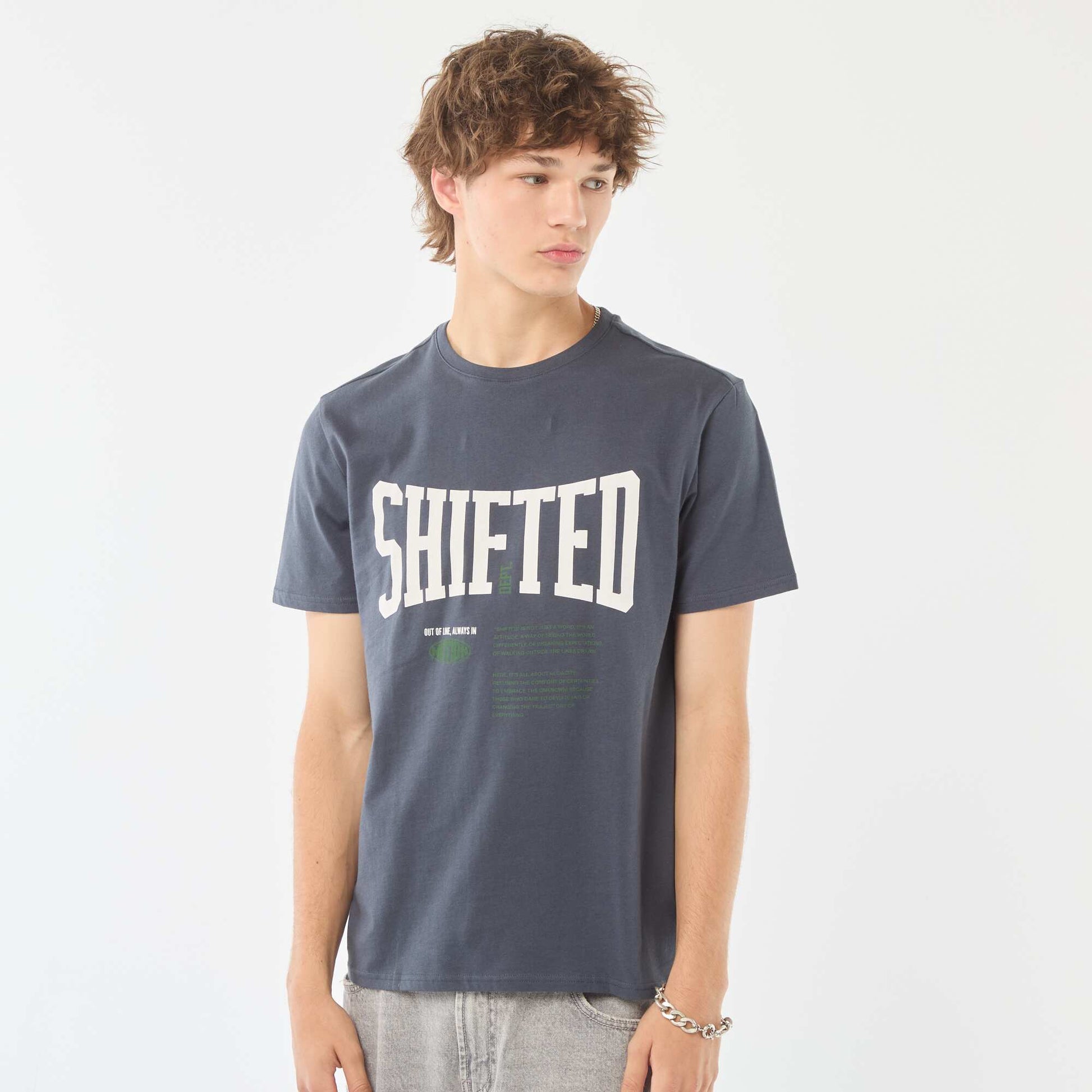 Tee-shirt imprimé à manches courtes BLEU