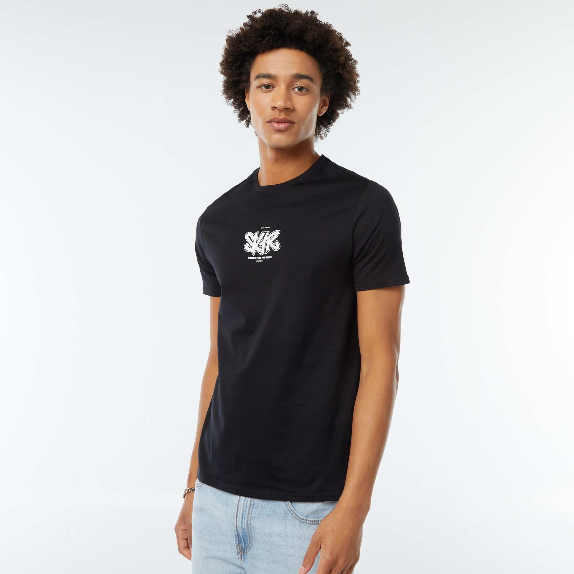 Tee-shirt imprimé à manches courtes NOIR