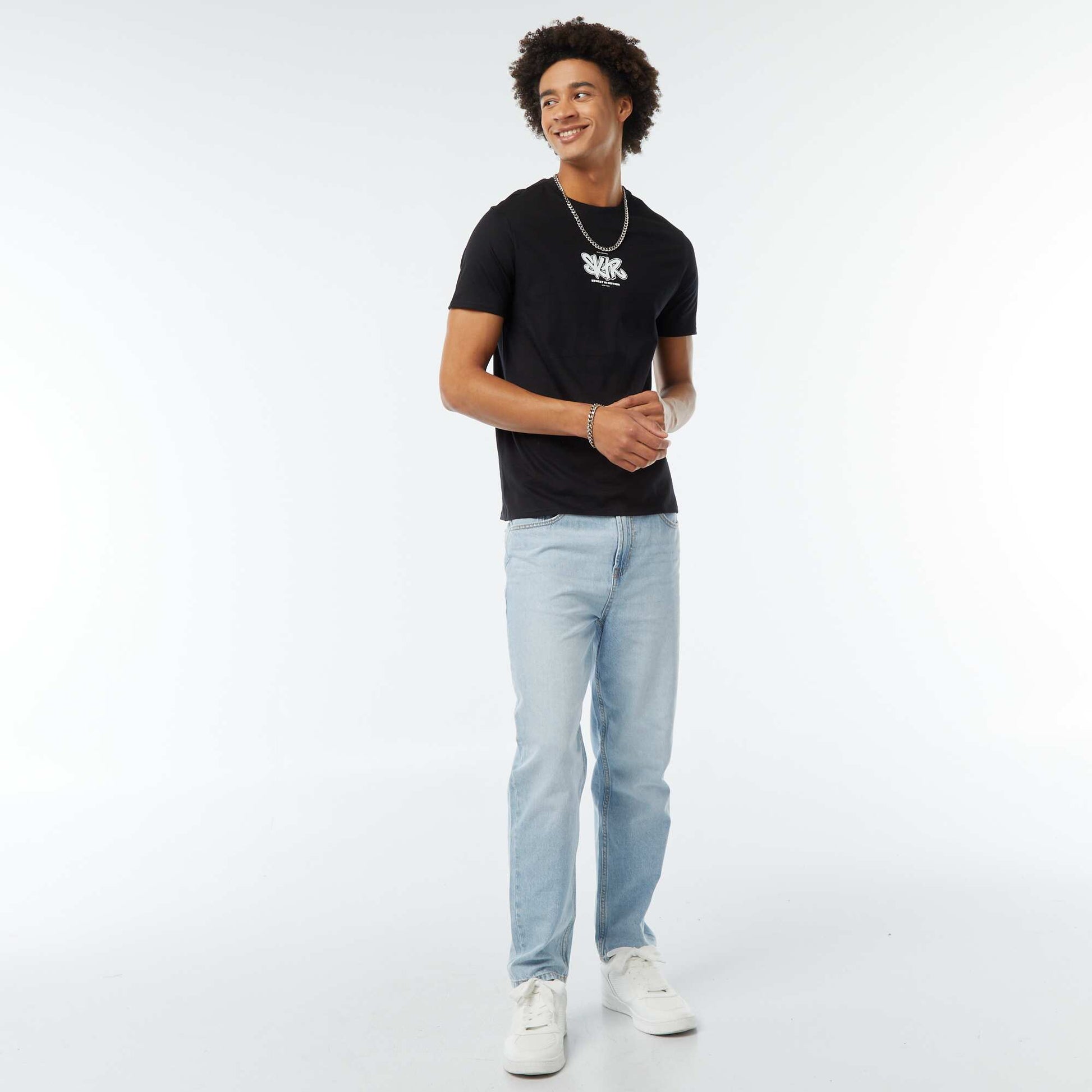 Tee-shirt imprimé à manches courtes NOIR