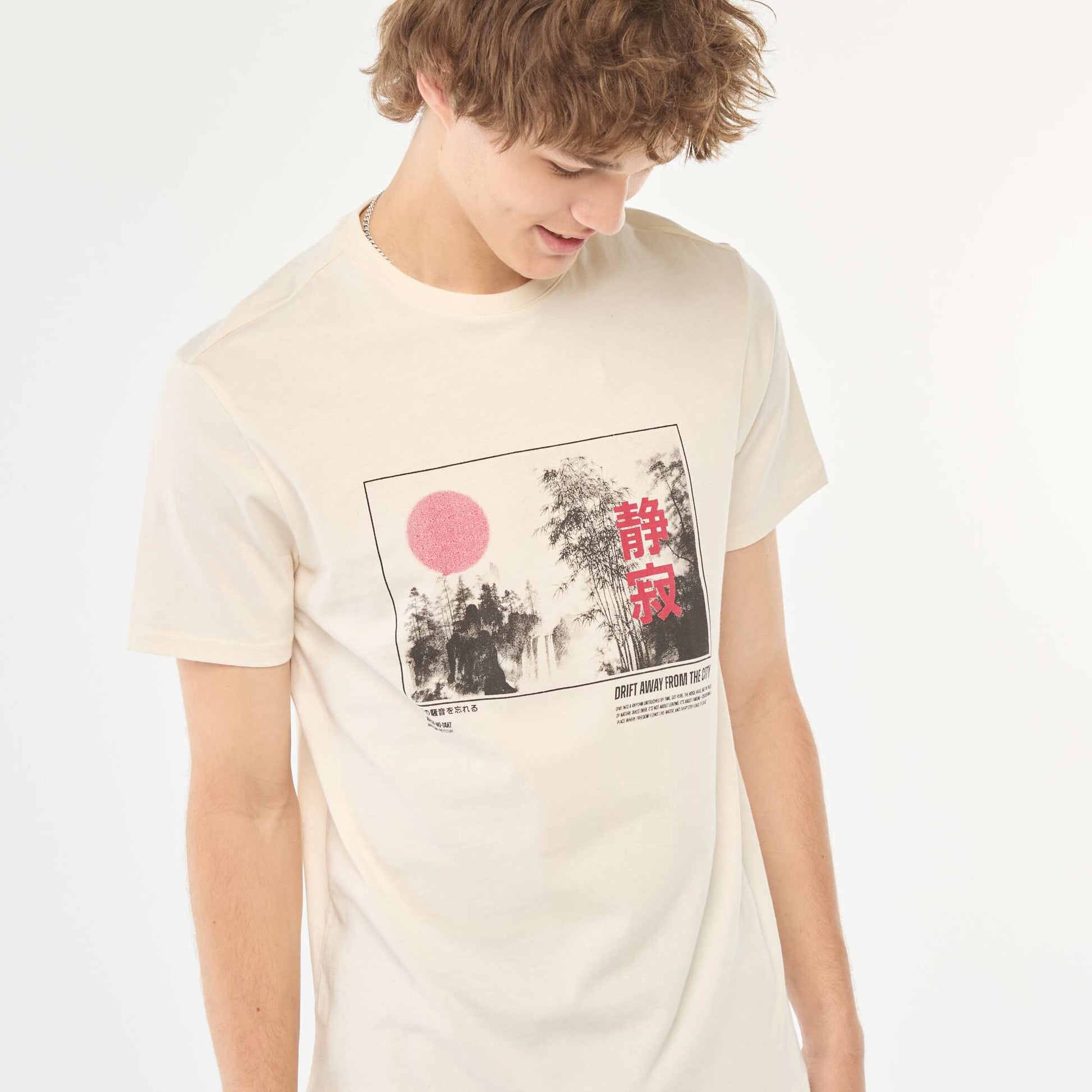 Tee-shirt imprimé à manches courtes BLANC
