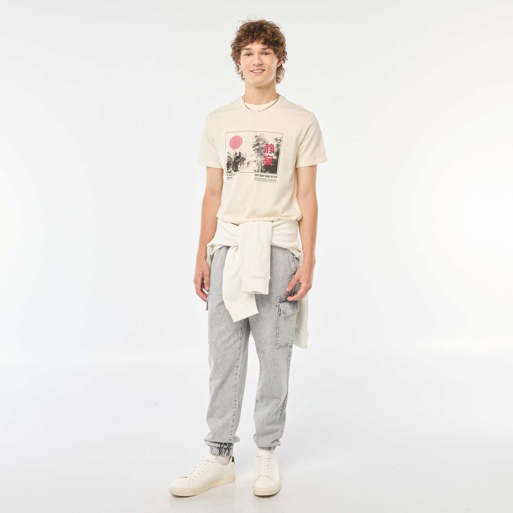 Tee-shirt imprimé à manches courtes BLANC