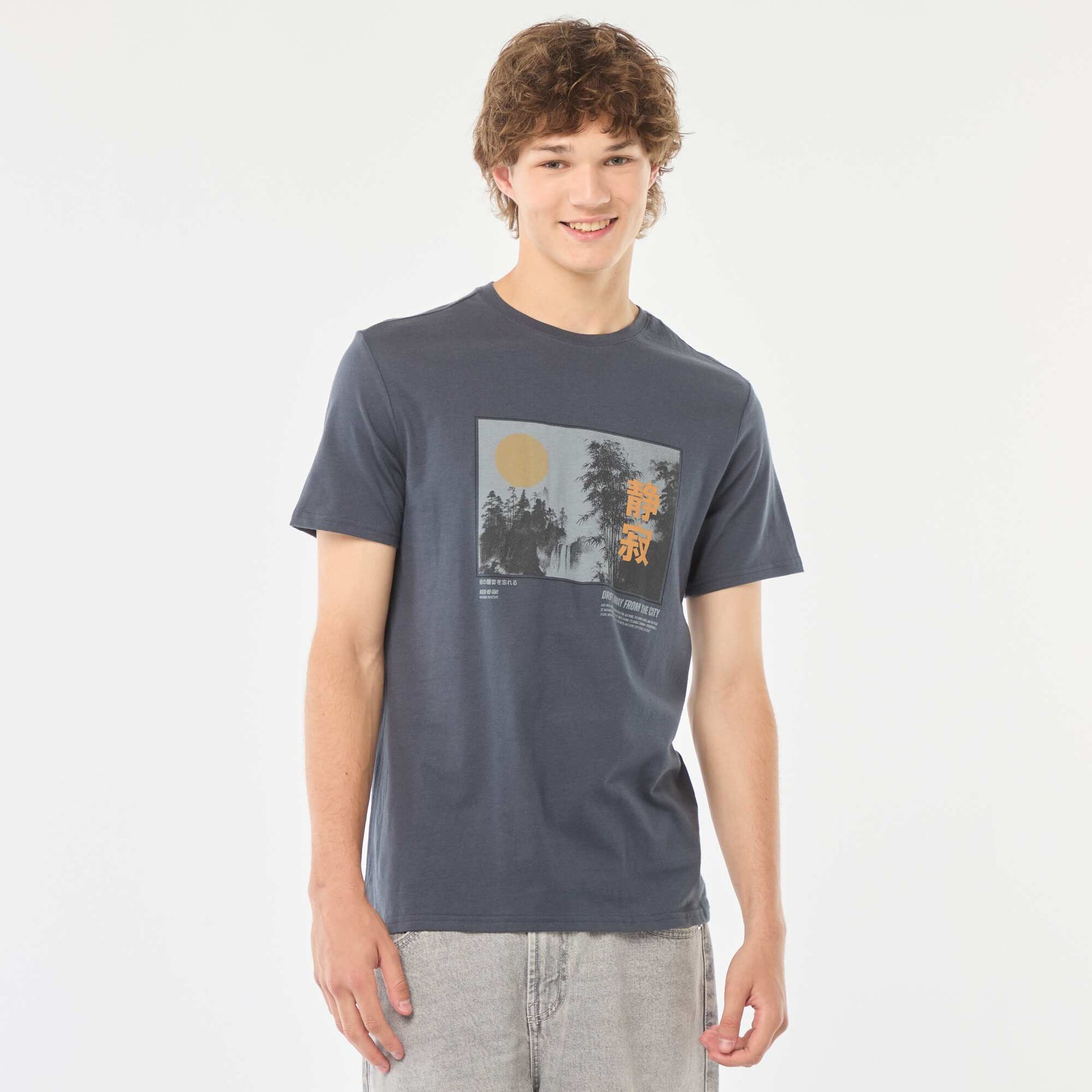 Tee-shirt imprimé à manches courtes BLEU