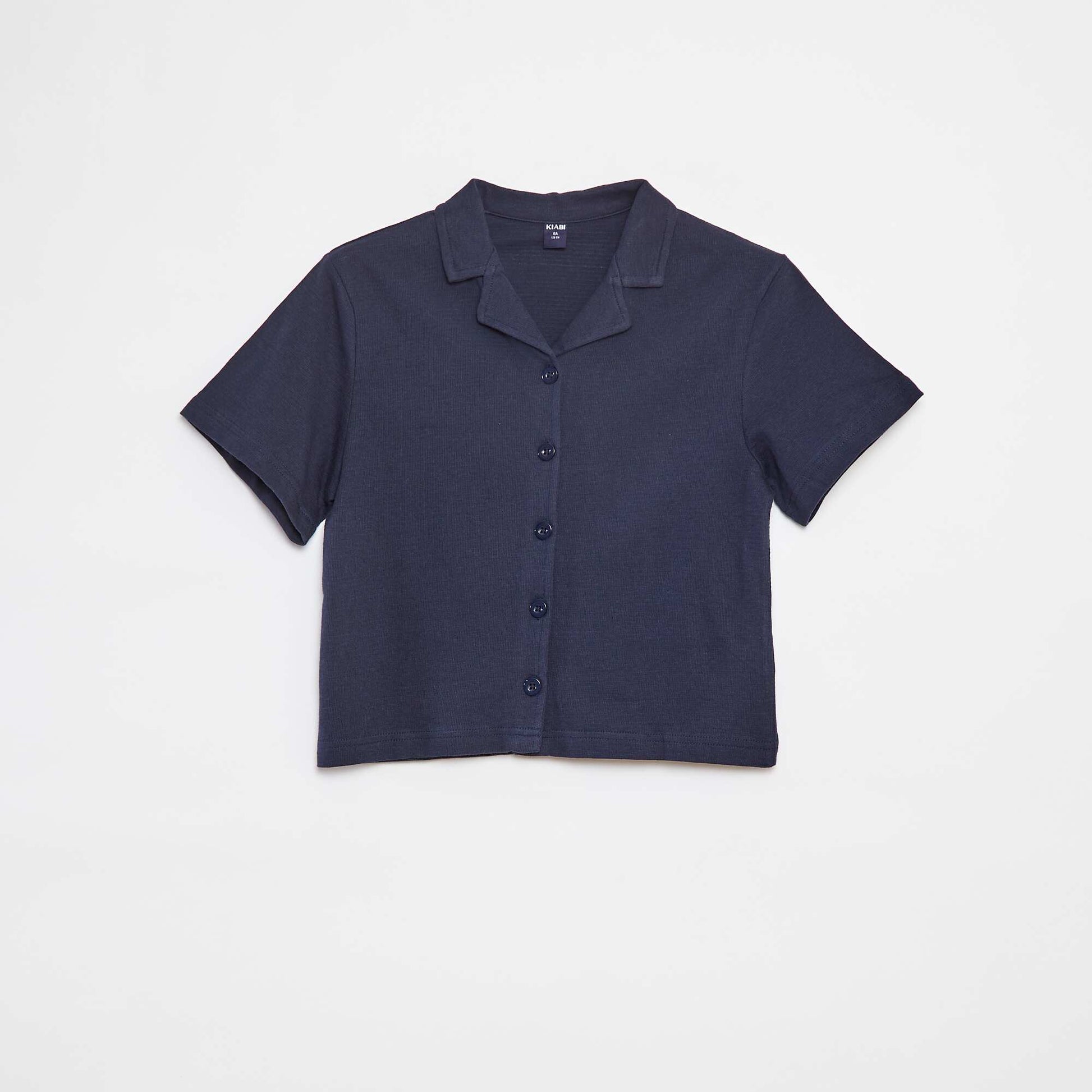 Chemise texturée à manches courtes BLEU