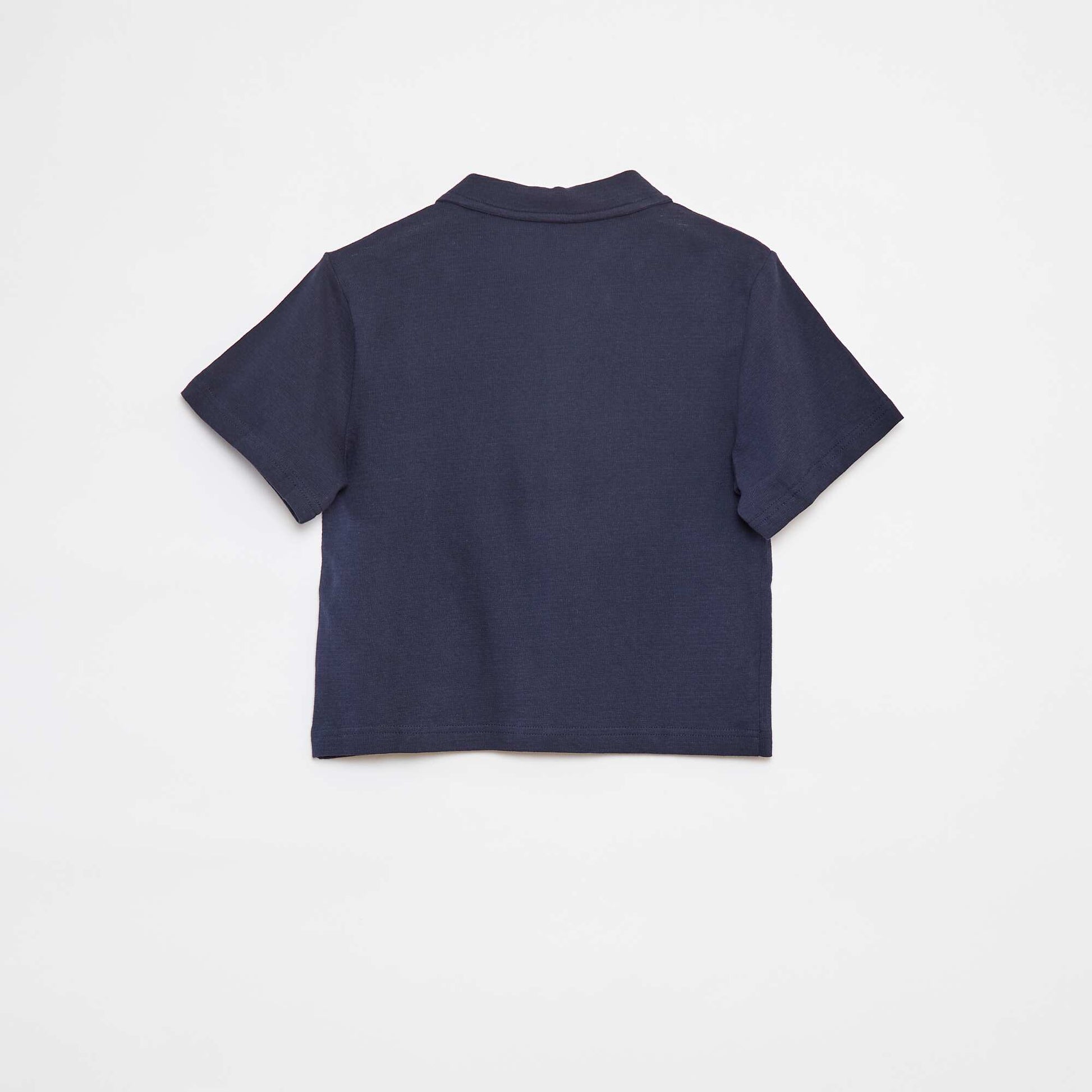 Chemise texturée à manches courtes BLEU