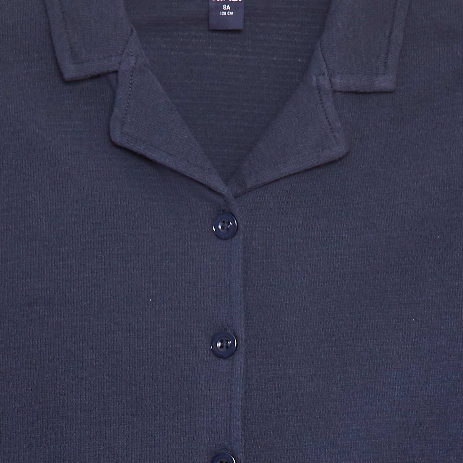Chemise texturée à manches courtes BLEU