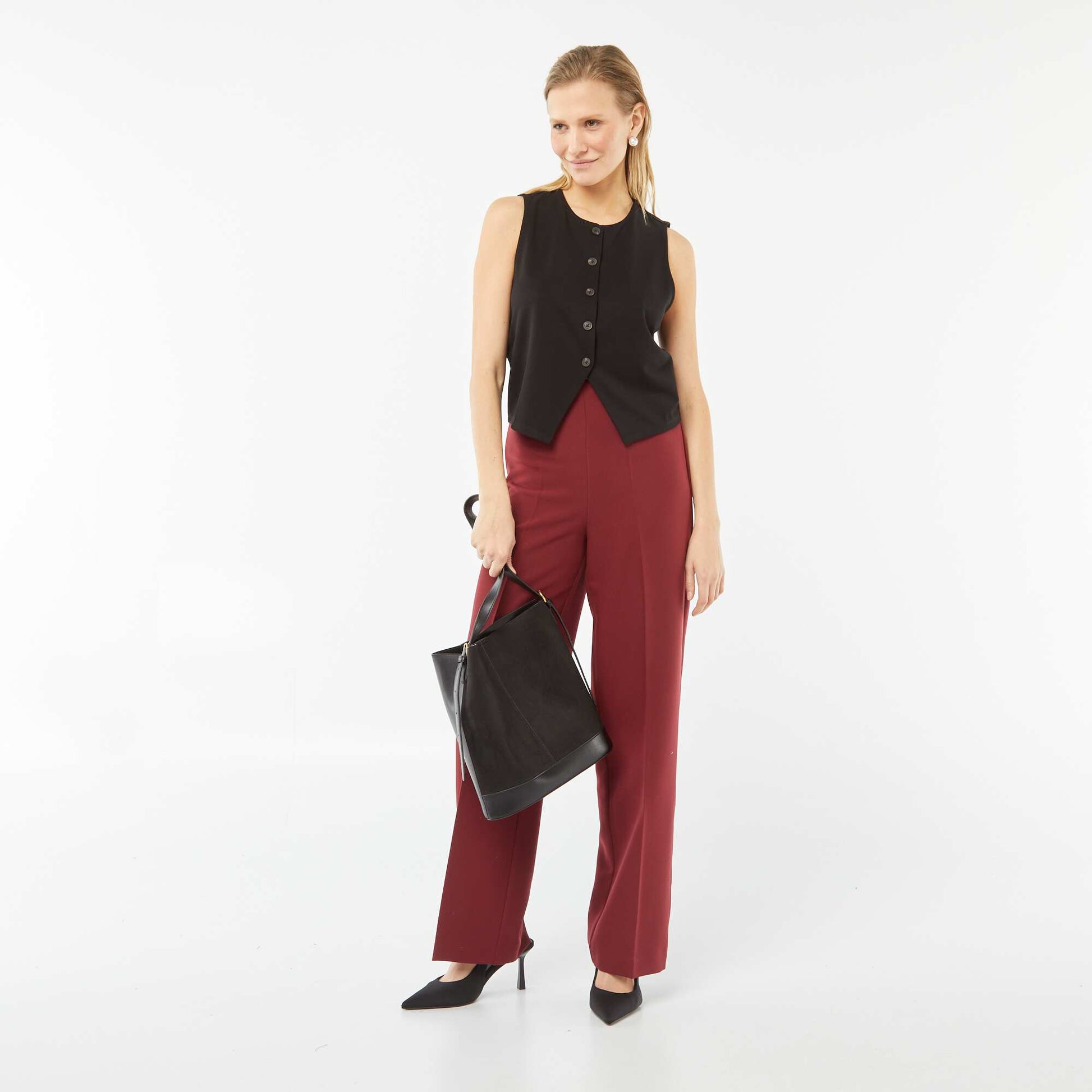 Veste légère sans manches avec ouverture boutonnée NOIR