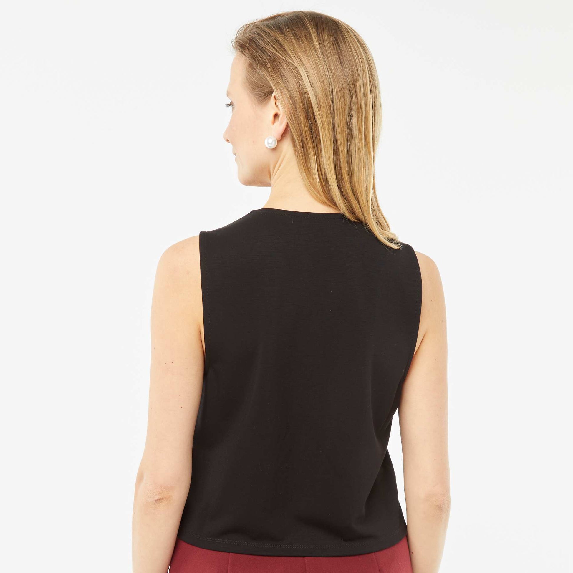 Veste légère sans manches avec ouverture boutonnée NOIR
