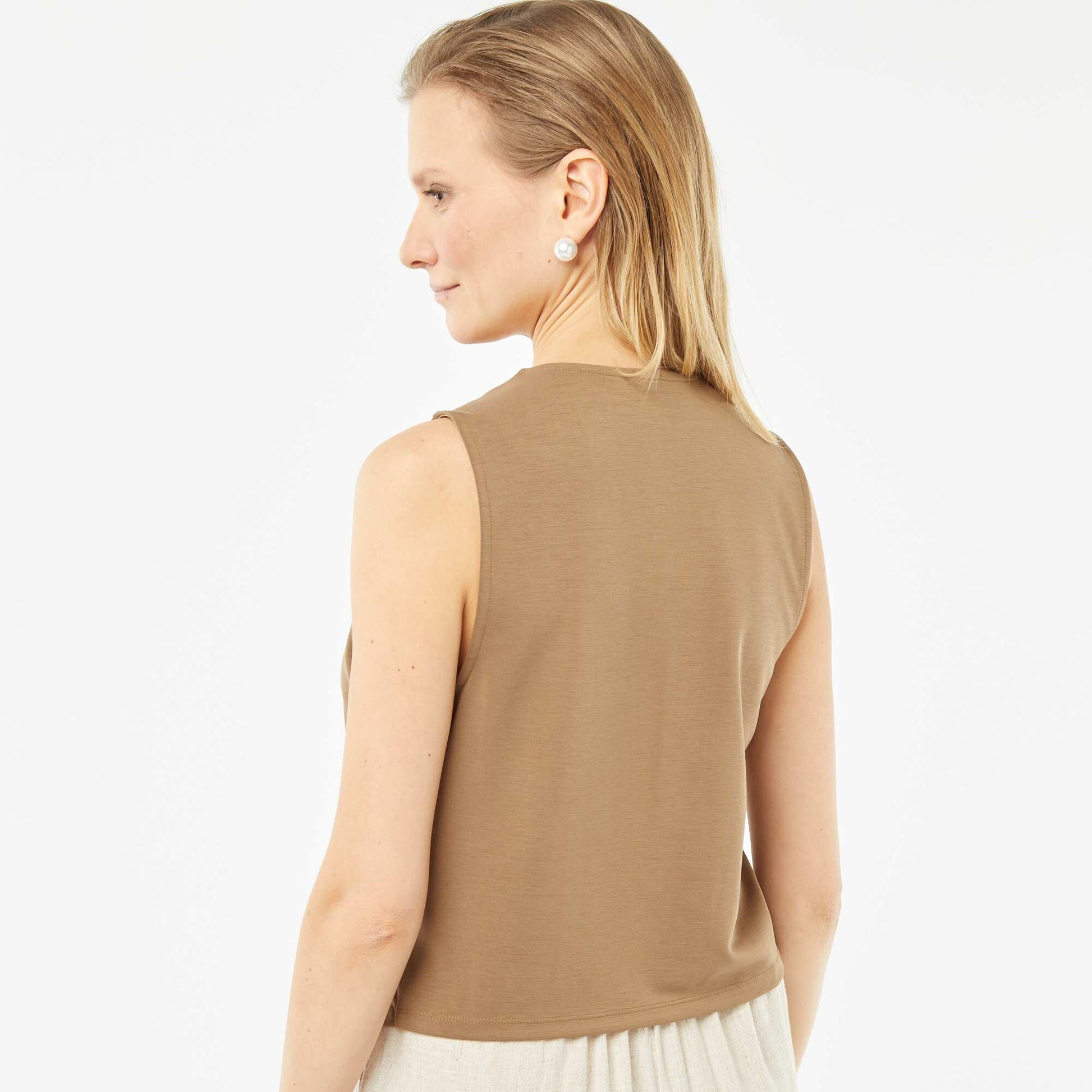 Veste légère sans manches avec ouverture boutonnée MARRON
