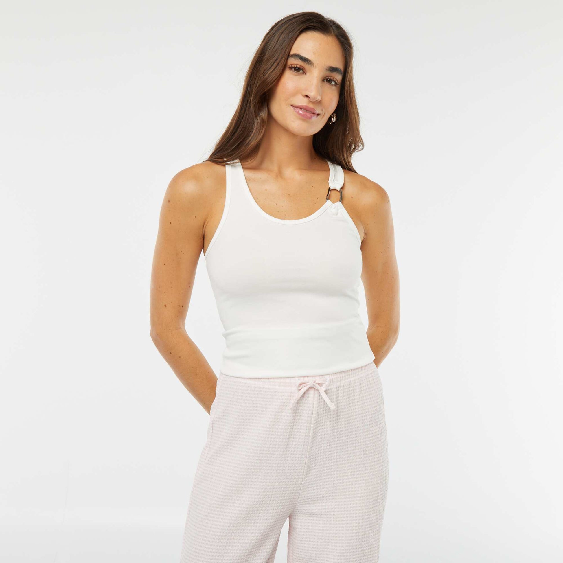Débardeur avec boucle en métal BLANC