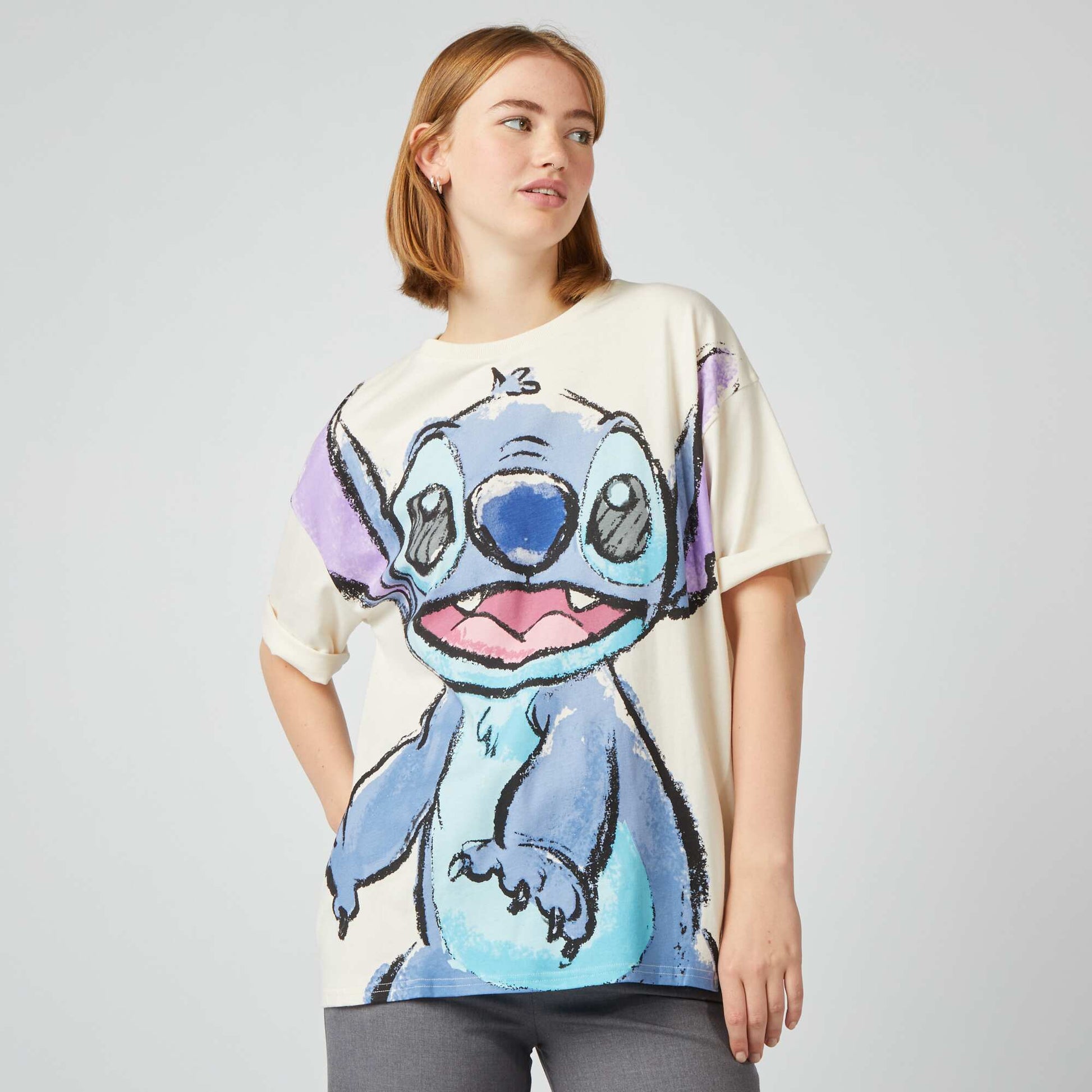 T-shirt oversize 'Stitch' BLANC