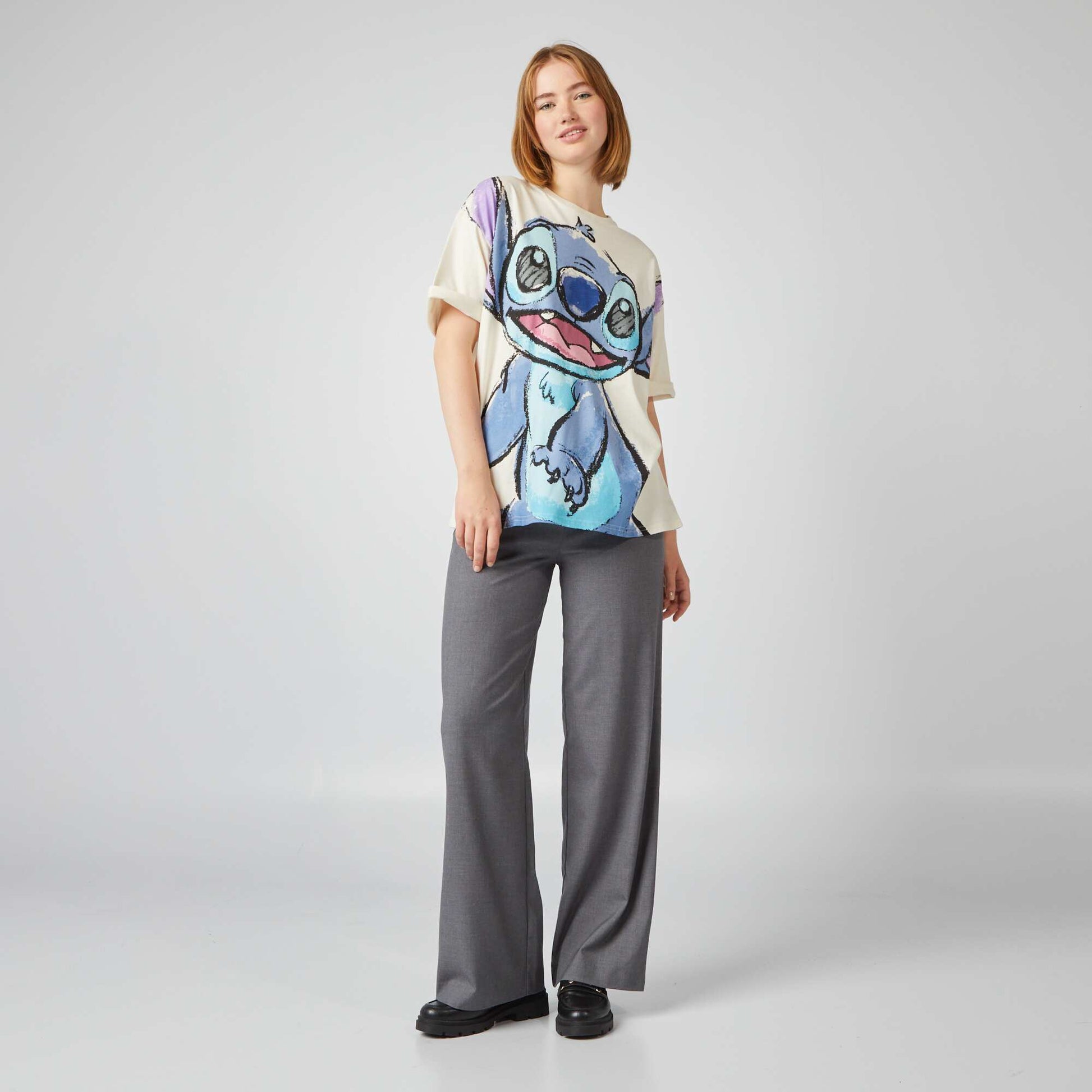 T-shirt oversize 'Stitch' BLANC