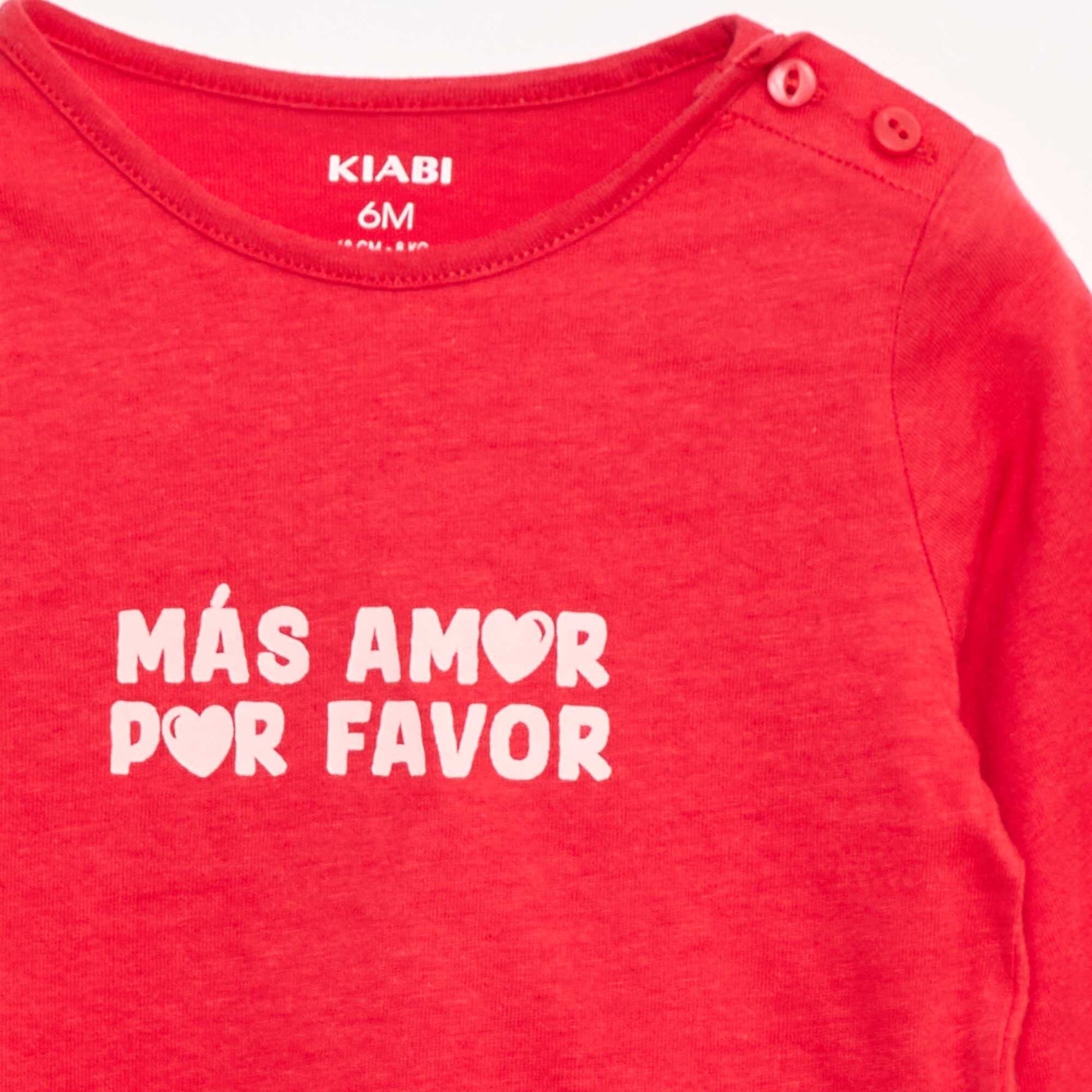 T-shirt à manches longues avec print ROUGE