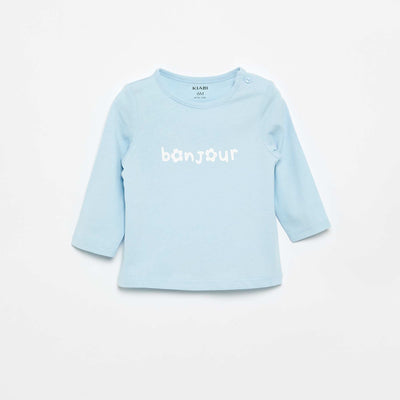 T-shirt à manches longues avec imprimé BLEU