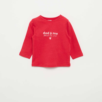 T-shirt à manches longues avec imprimé ROUGE